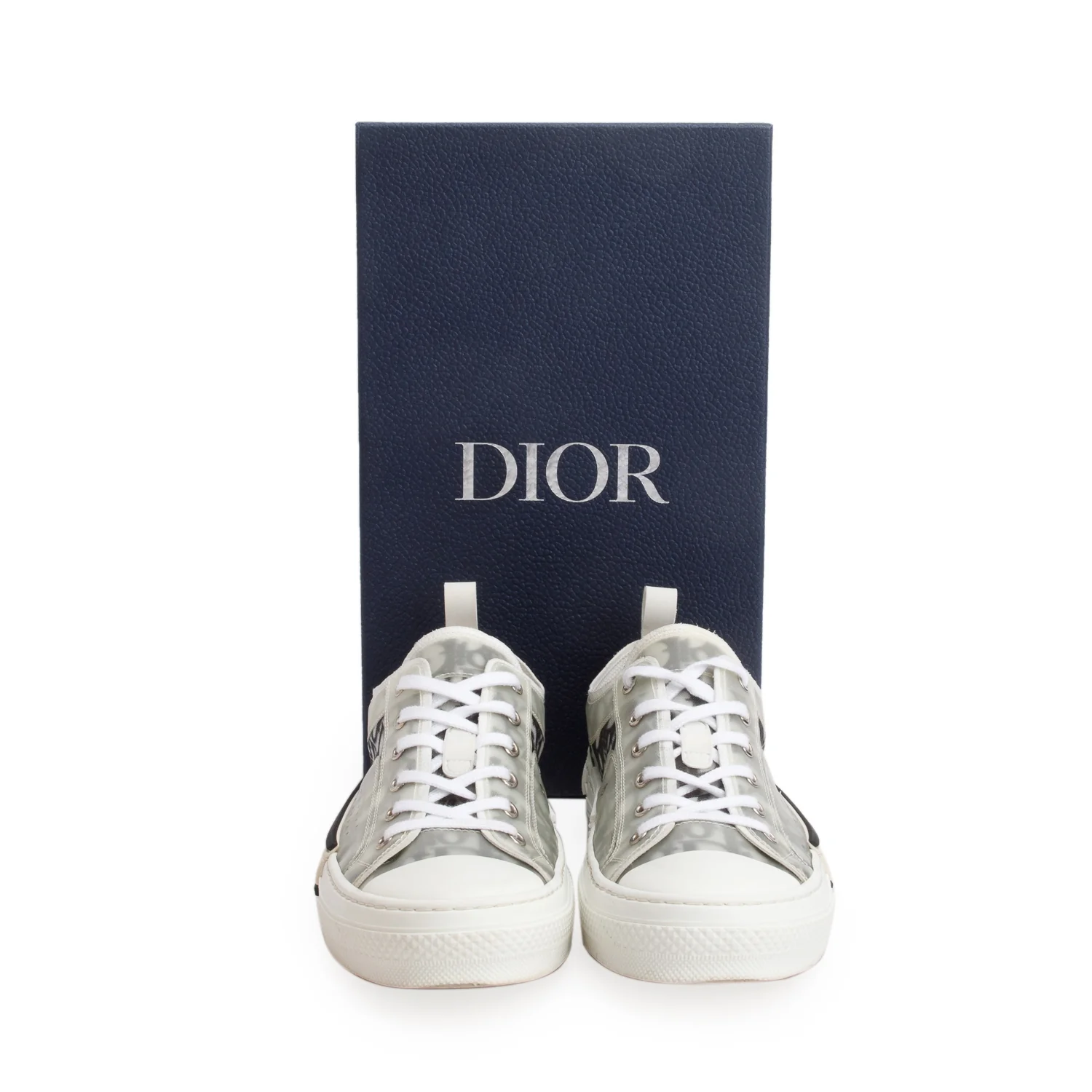 Christian Dior Black/White Oblique Transparent Canvas B23 Low Sneakers, Men's Size 43 w/ Box - Image 2