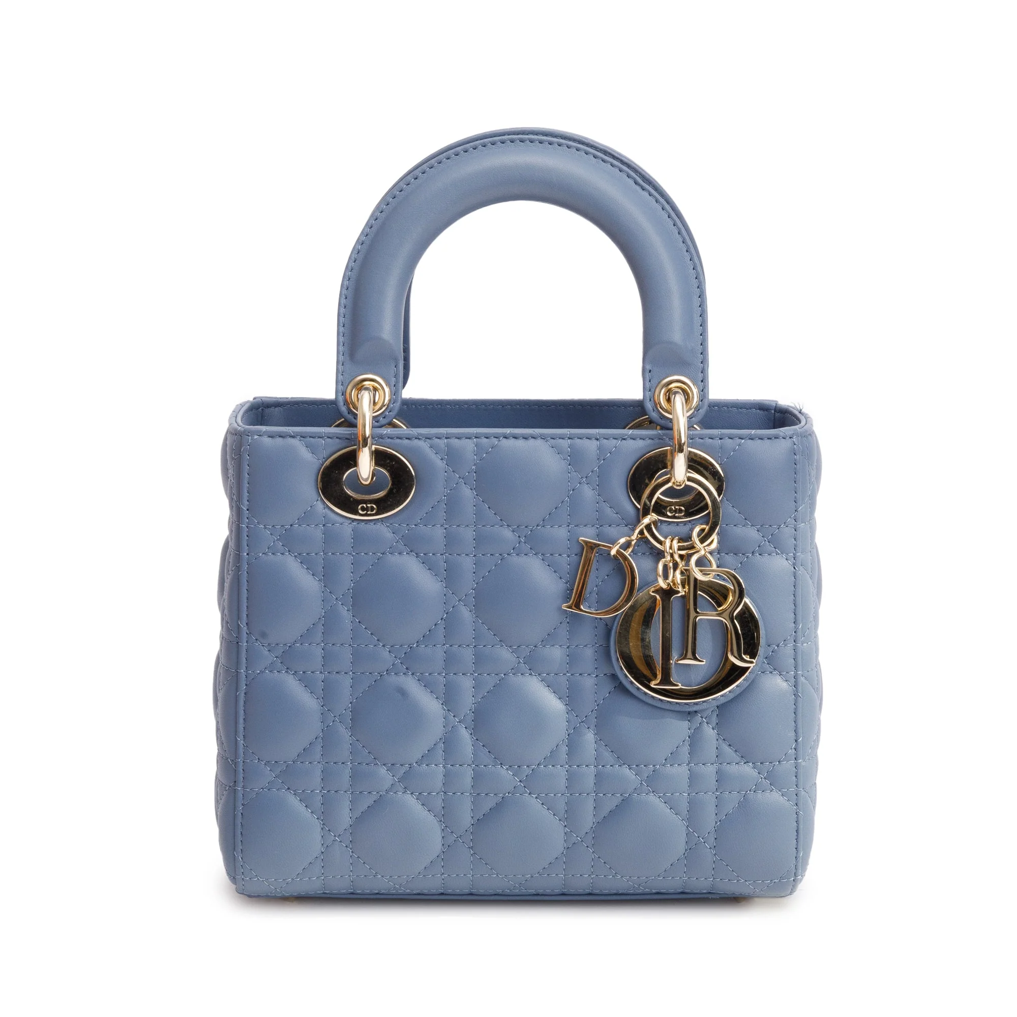 Christian Dior Blue Cannage Leather Small Lady Dior Bag w/ Strap & Authenticity Card - Image 3