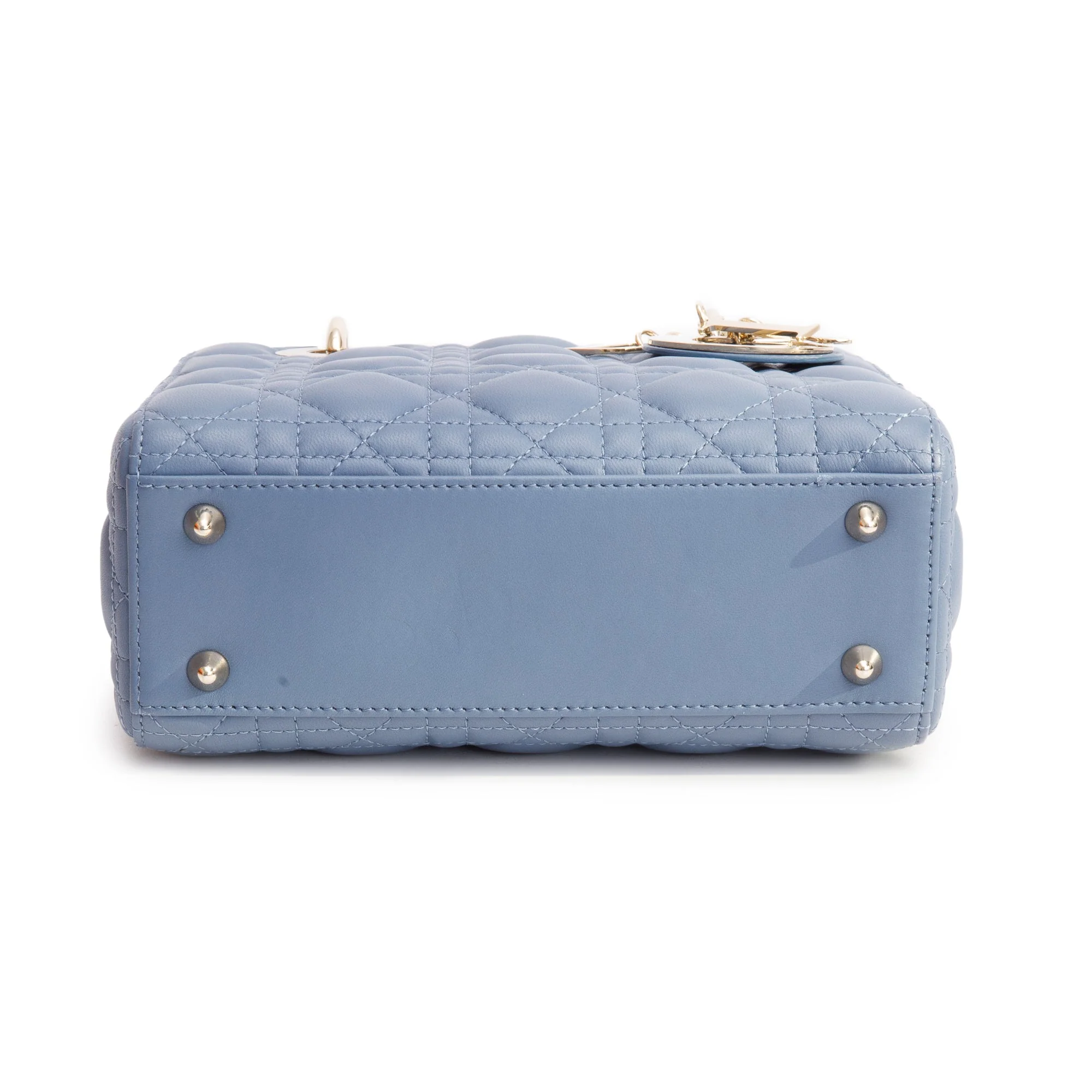 Christian Dior Blue Cannage Leather Small Lady Dior Bag w/ Strap & Authenticity Card - Image 7