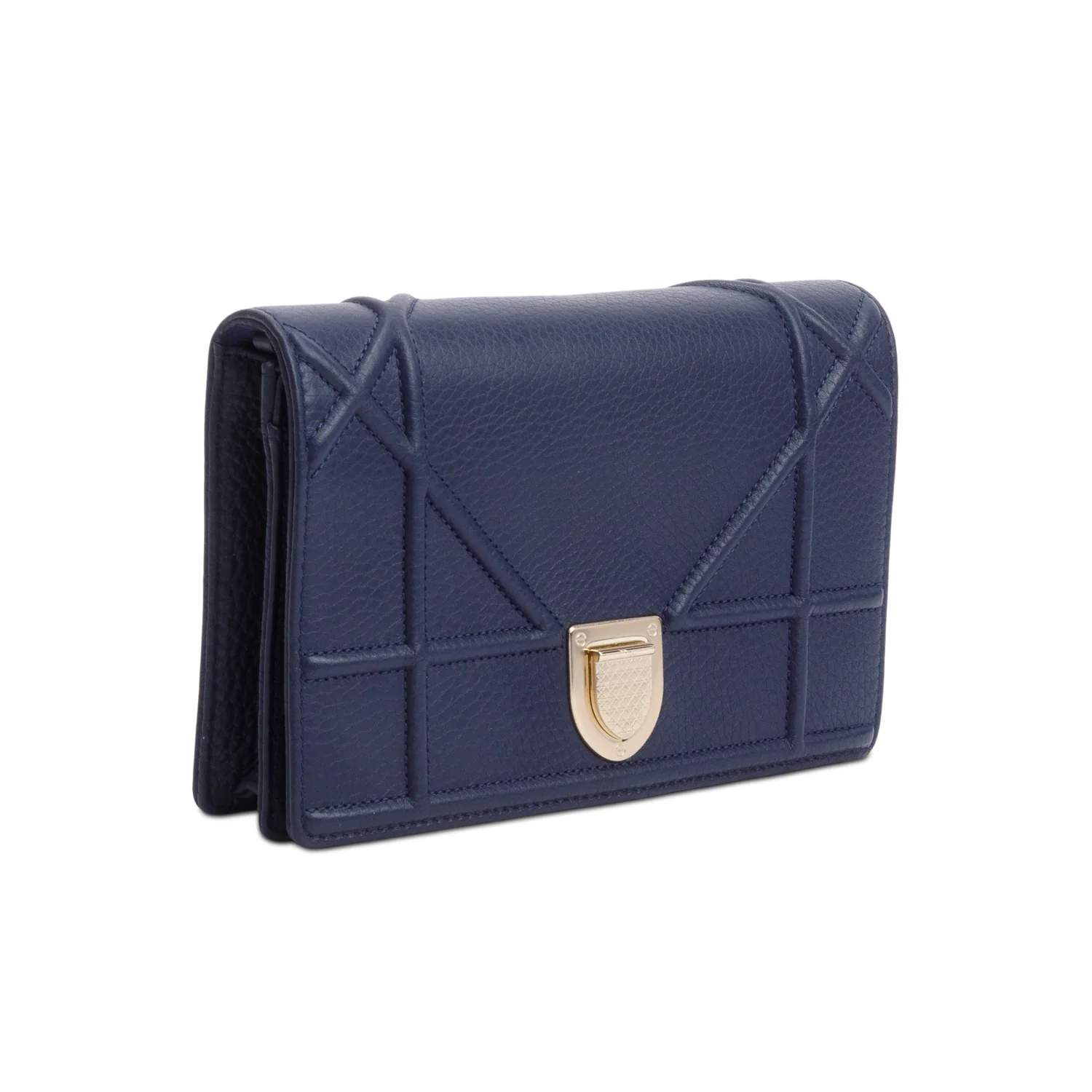 Christian Dior Blue Grained Calfskin Diorama Wallet on Chain - Image 4