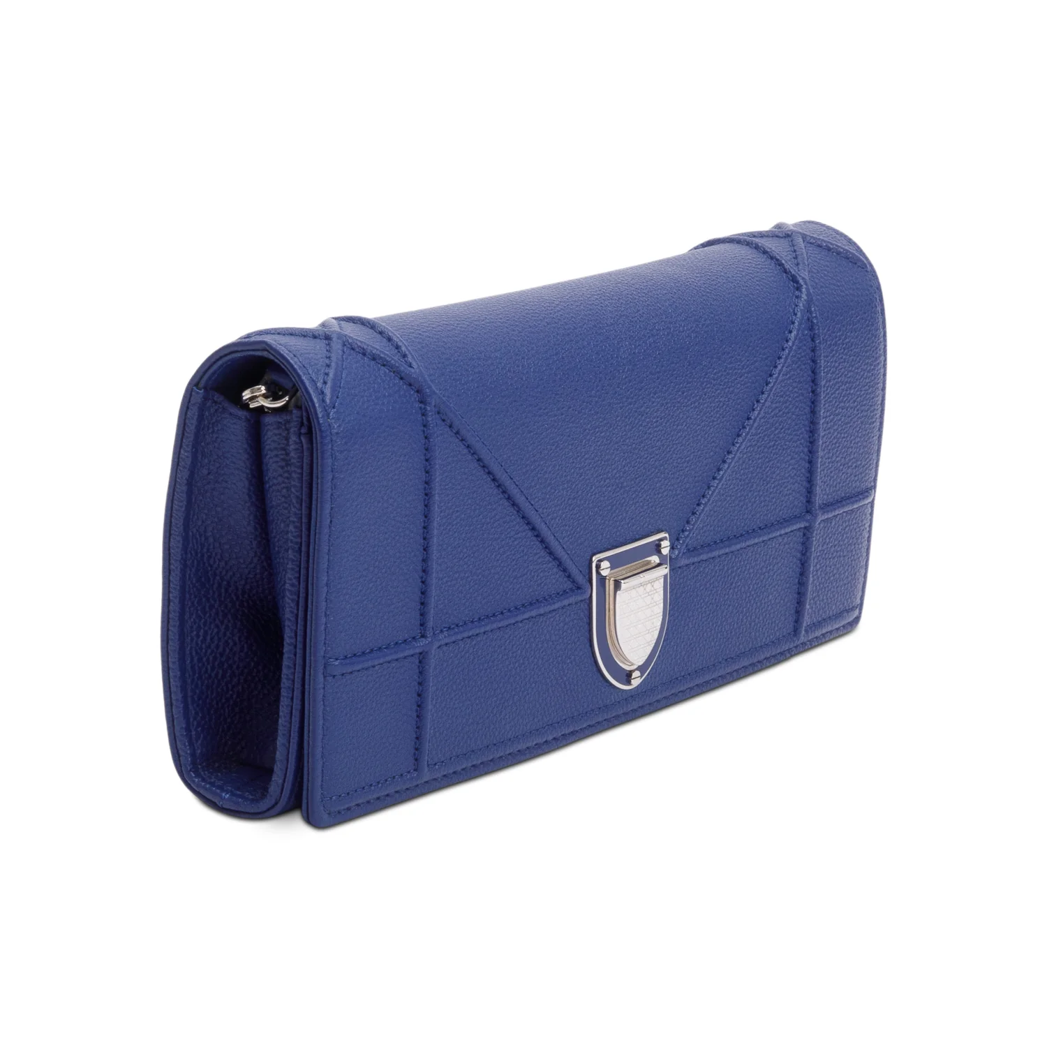Christian Dior Blue Grained Calfskin Leather Diorama Croisiere Wallet on Chain w/ Box - Image 5