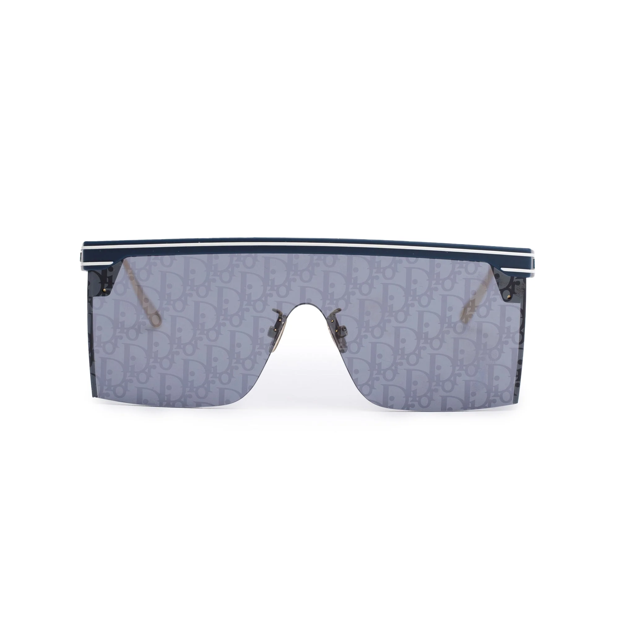 Christian Dior Blue Oblique DiorClub M1U Shield Mask Sunglasses w/ Case