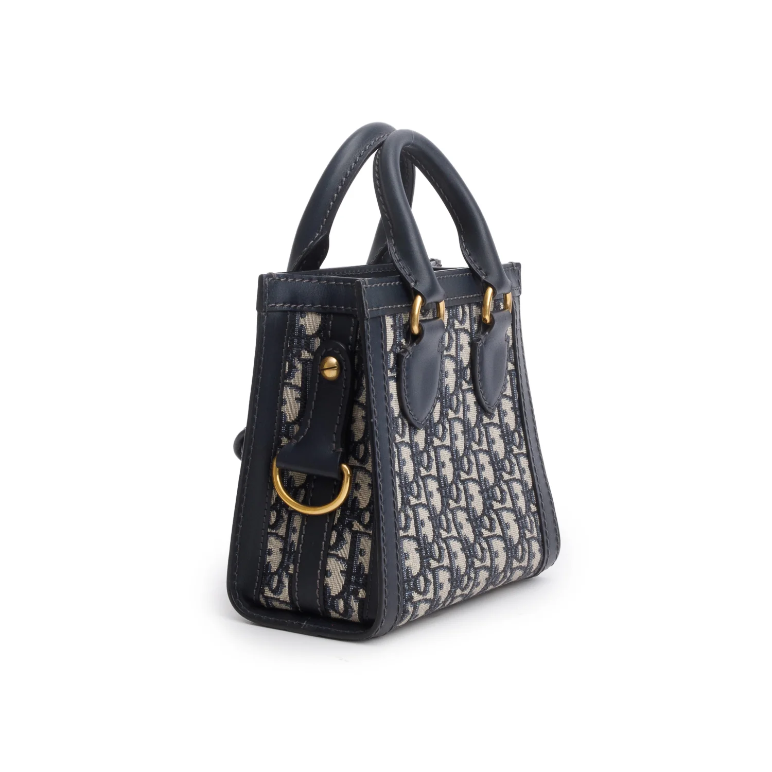Christian Dior Blue Oblique Mini Pocket Tote Bag w/ Strap - Image 6