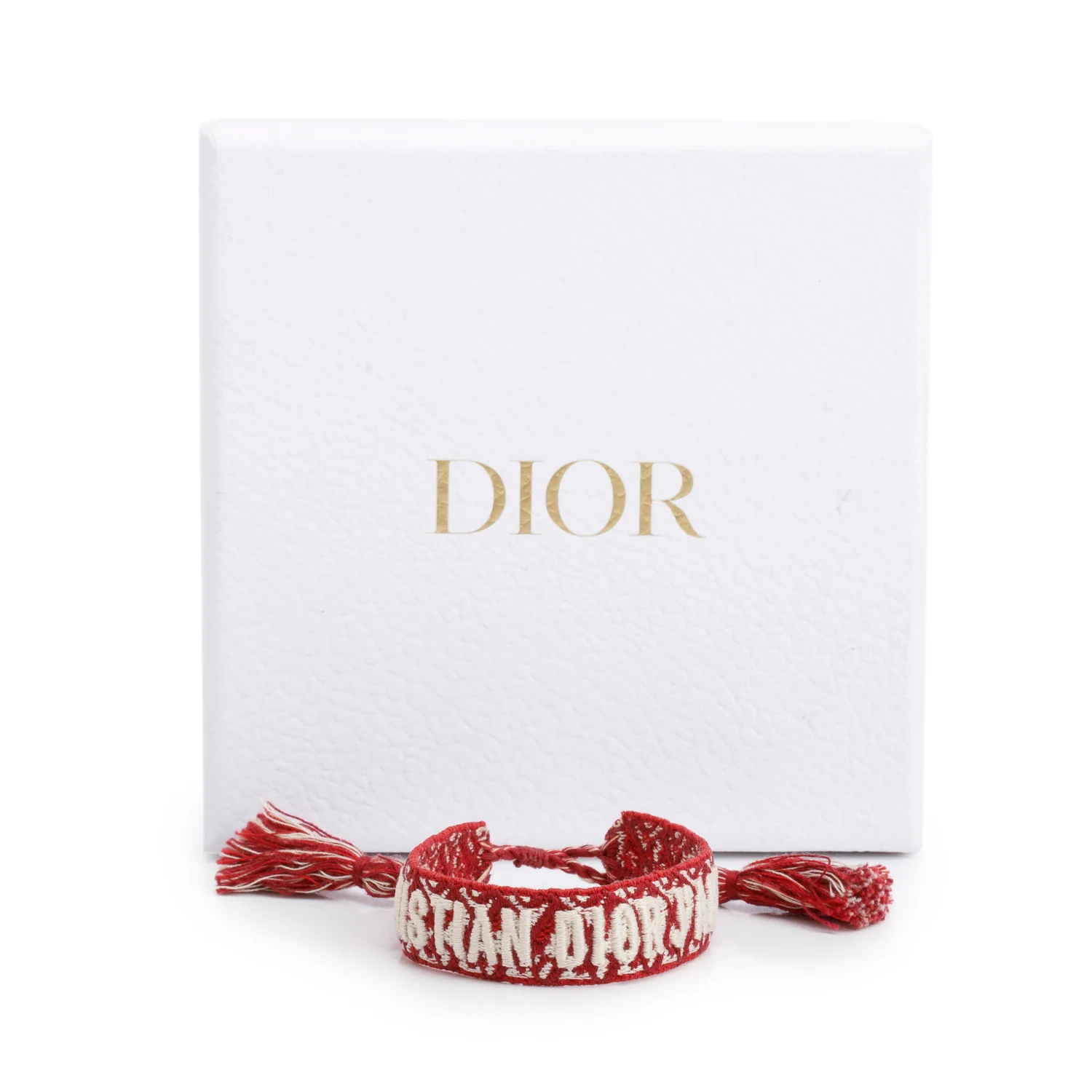 Christian Dior Burgundy Woven Cotton Oblique J'Adior Friendship Bracelet w/ Box - Image 2