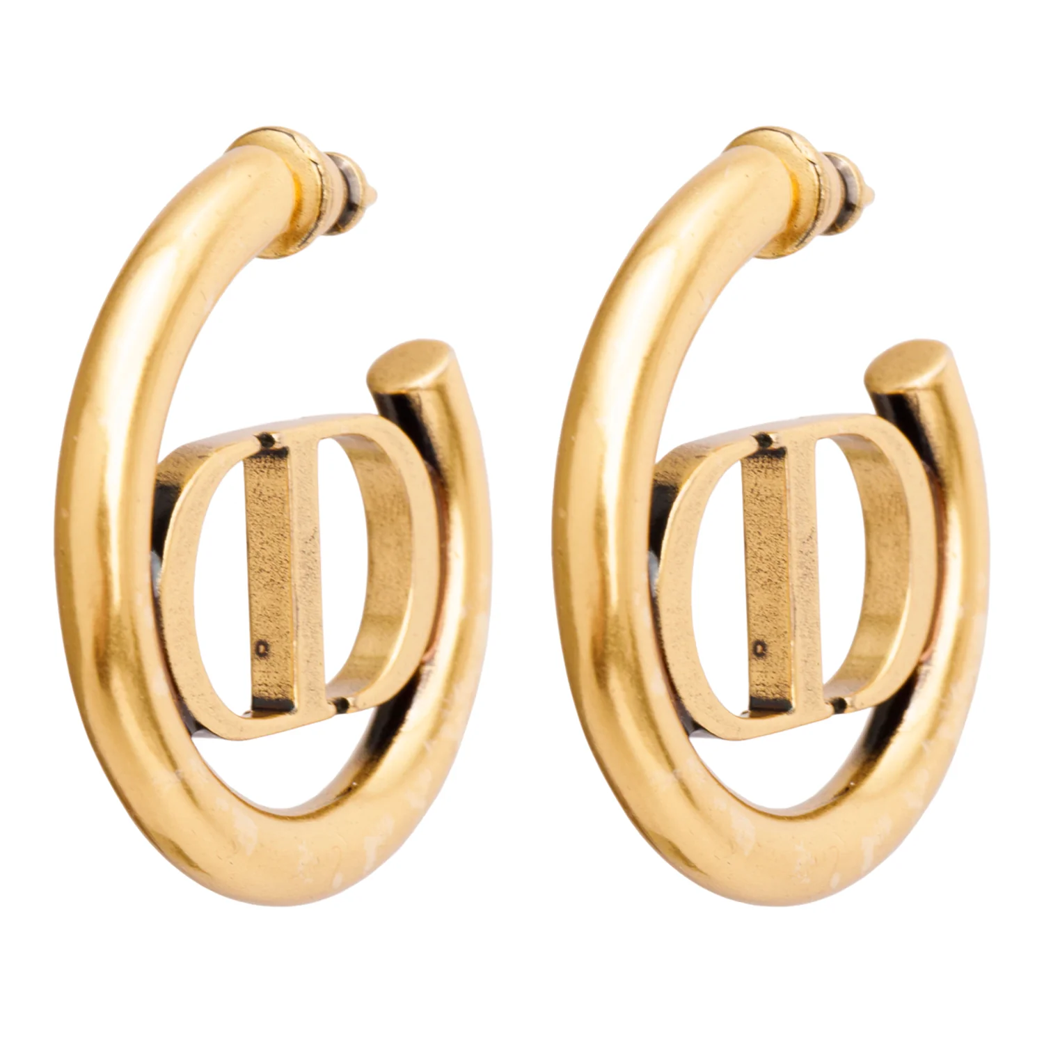 Christian Dior Gold Plated 30 Montaigne Hoop Earrings