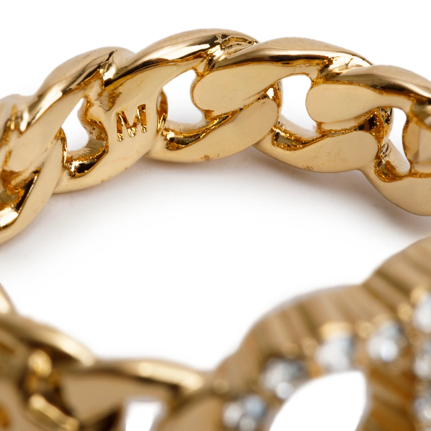 Christian Dior Gold Plated Crystal Claire D Lune Ring, Size 6 - Image 4