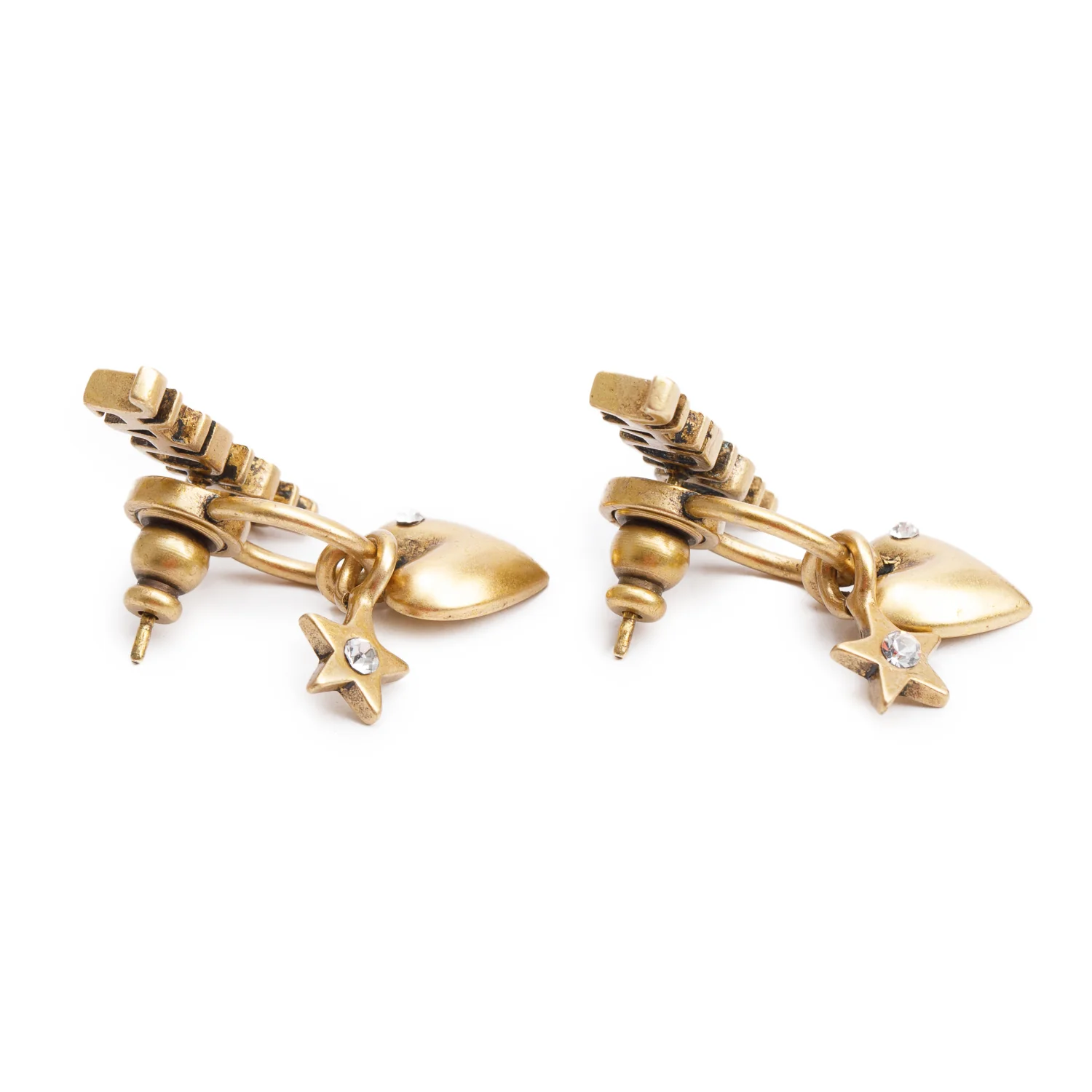 Christian Dior Gold-Plated Crystal J'Adior Heart & Star Earrings w/ Box - Image 3