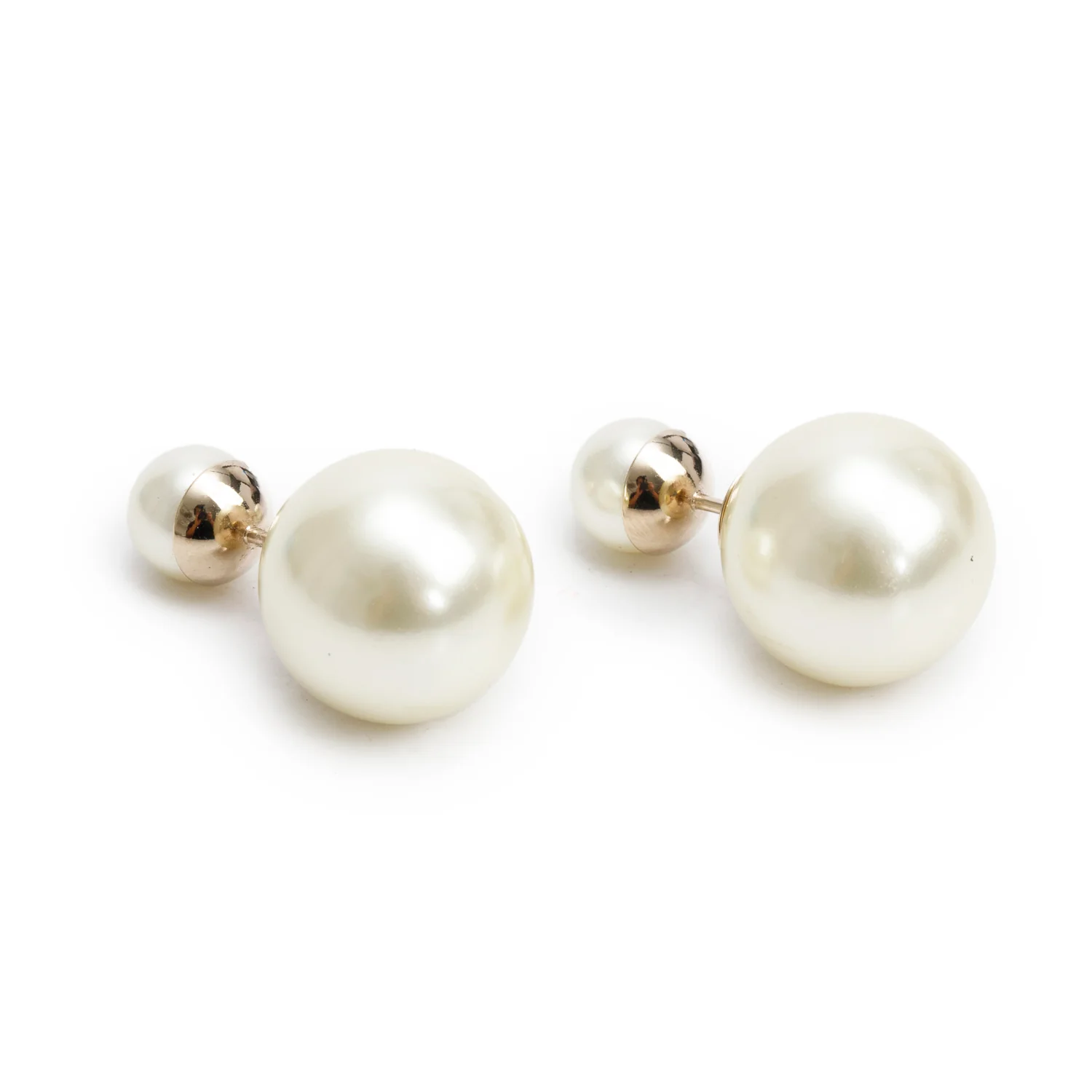 Christian Dior Gold Plated Faux Pearl Tribales Earrings w/ Box - Image 4