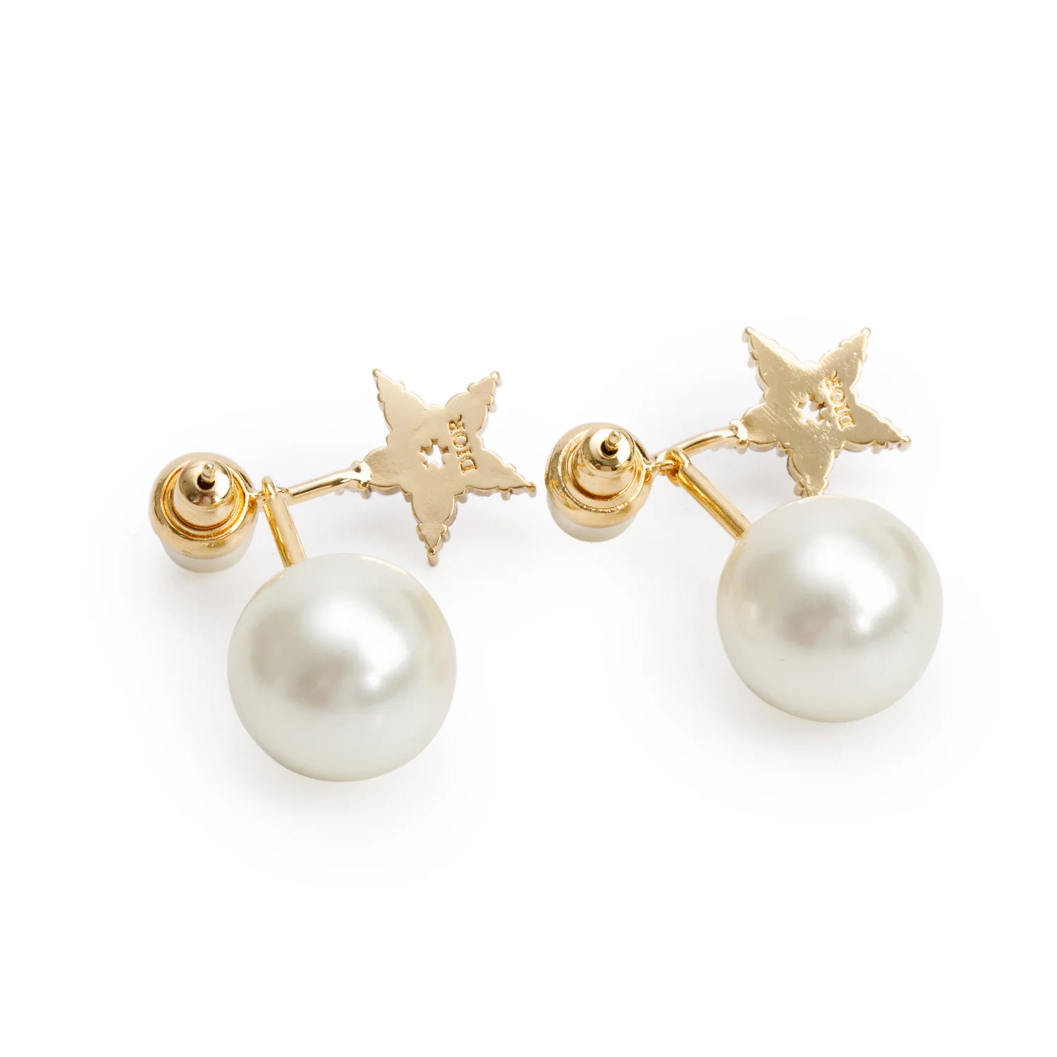 Christian Dior Gold-Plated Metal Faux Pearl & Crystal MyABCDior Tribales Earrings w/ Box - Image 2
