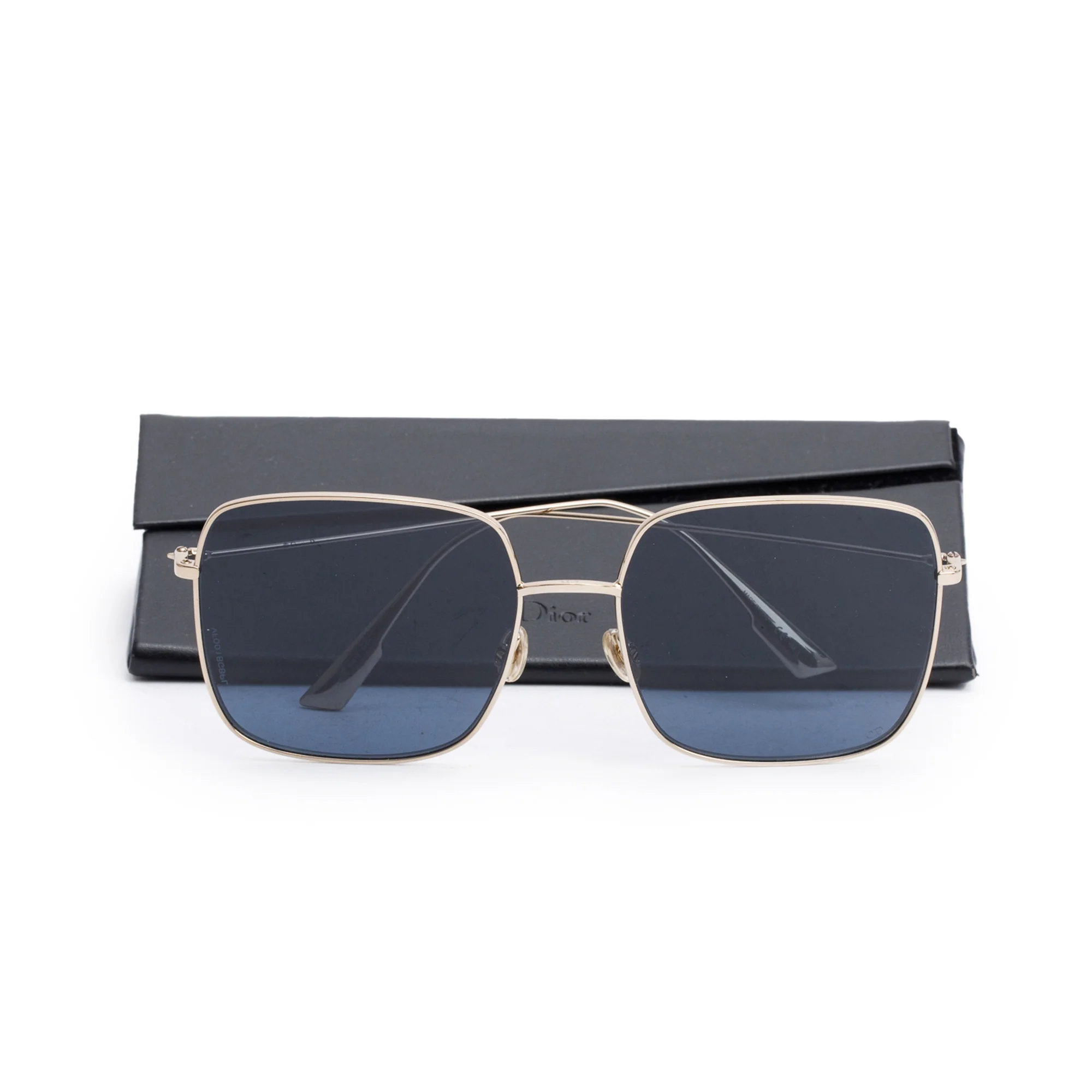 Christian Dior Gold-Tone Metal Stellaire 1 Square Sunglasses w/ Case - Image 2
