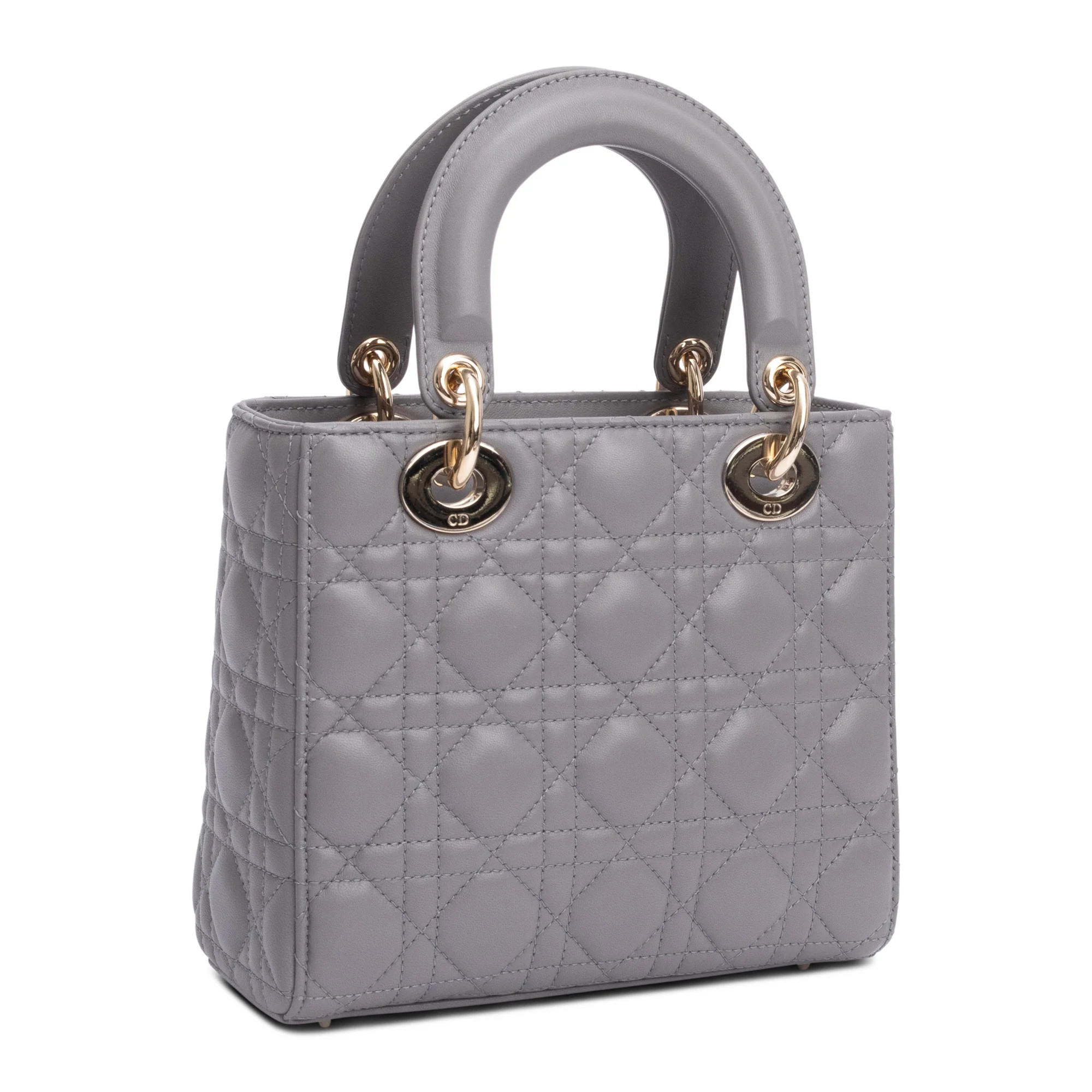 Christian Dior Grey Cannage Lambskin Leather Small Lady Dior Bag w/ Strap & Authenticity Card - Image 6