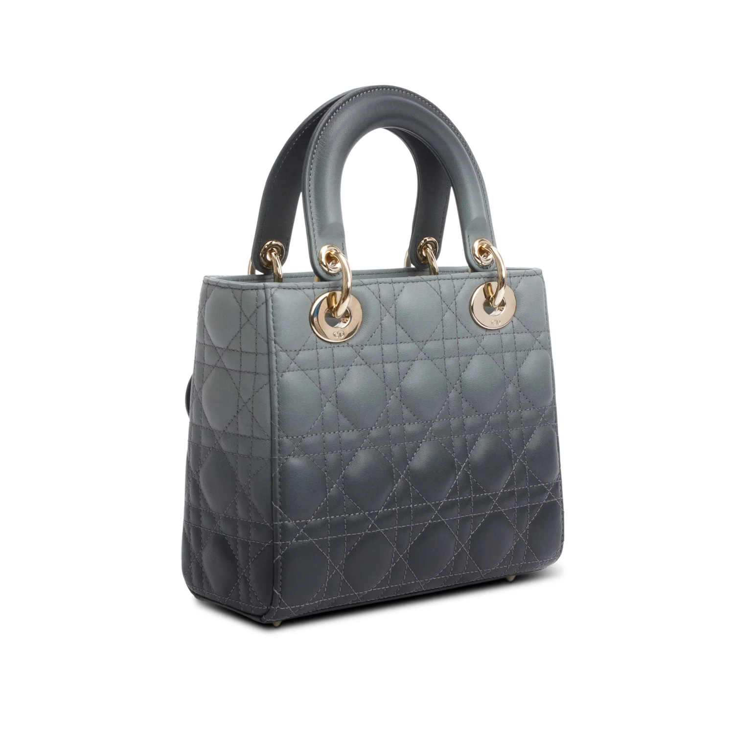 Christian Dior Grey Gradient Cannage Lambskin Leather Small Lady Dior My ABCDior Bag w/ Strap - Image 6