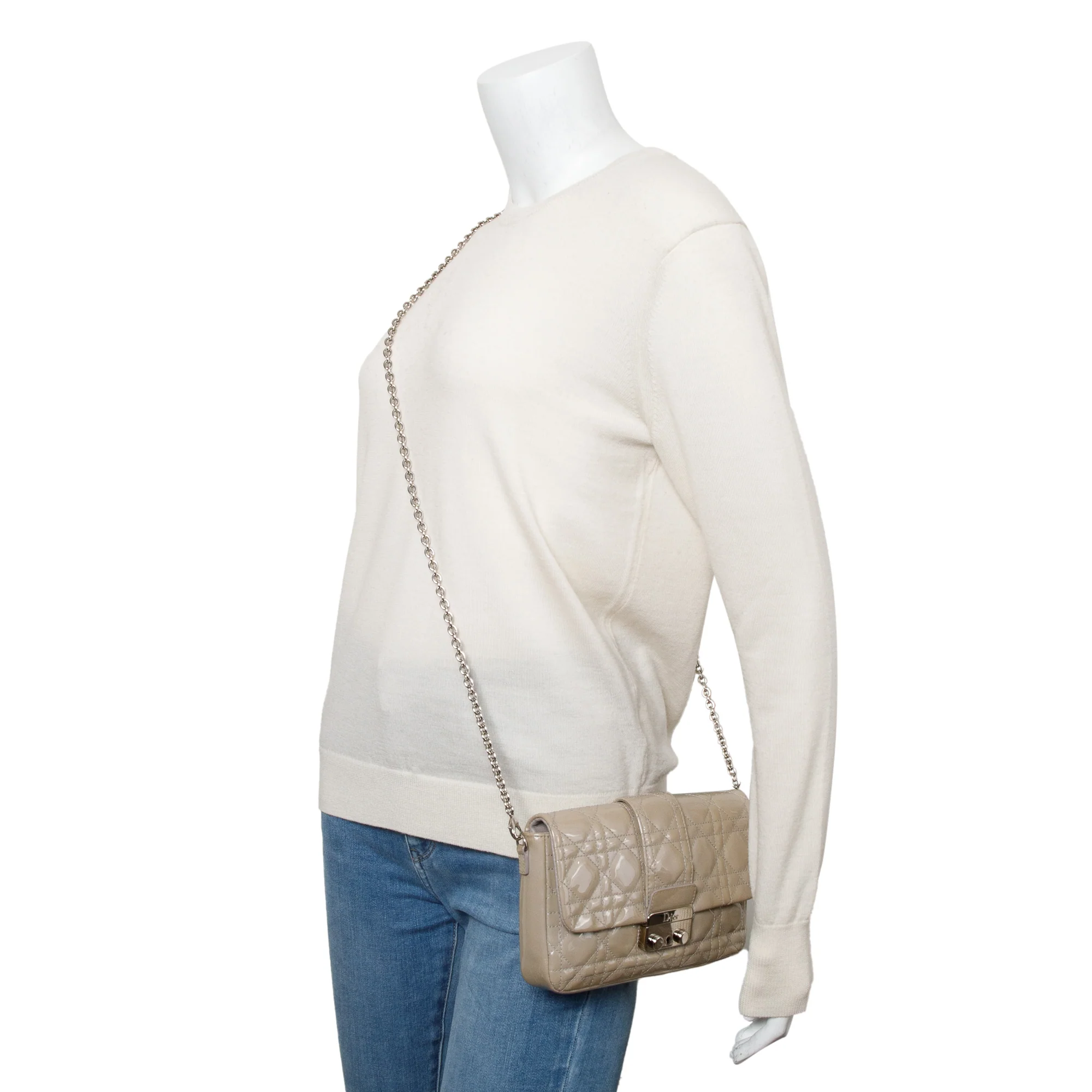 Christian Dior Grey Patent Cannage Miss Dior Promenade Pouch - Image 2