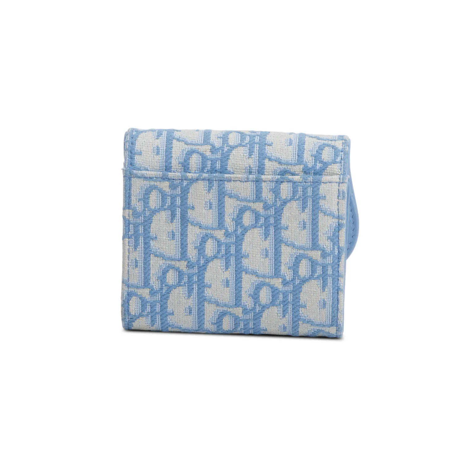 Christian Dior Light Blue Oblique Jaquard Saddle Lotus Wallet w/ Box - Image 4
