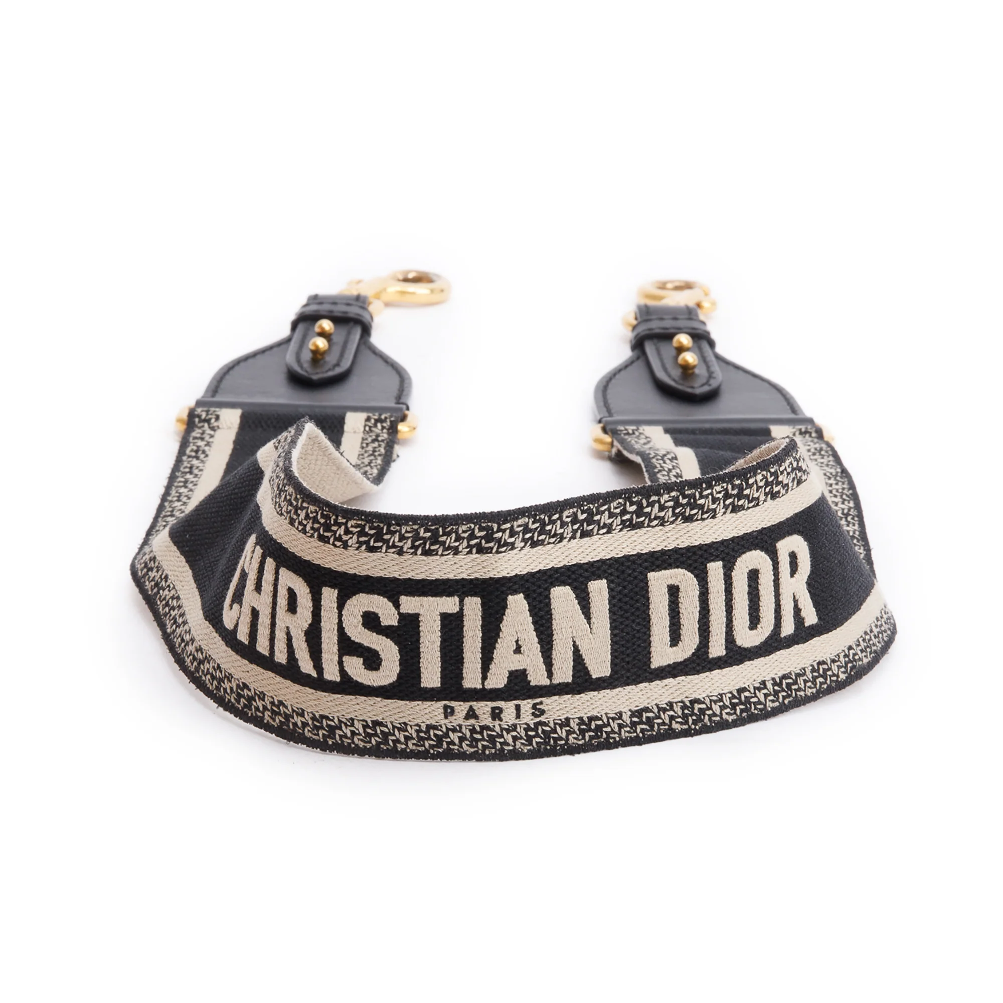 Christian Dior Navy/Beige Embroidered Woven Shoulder Strap w/ Box - Image 3