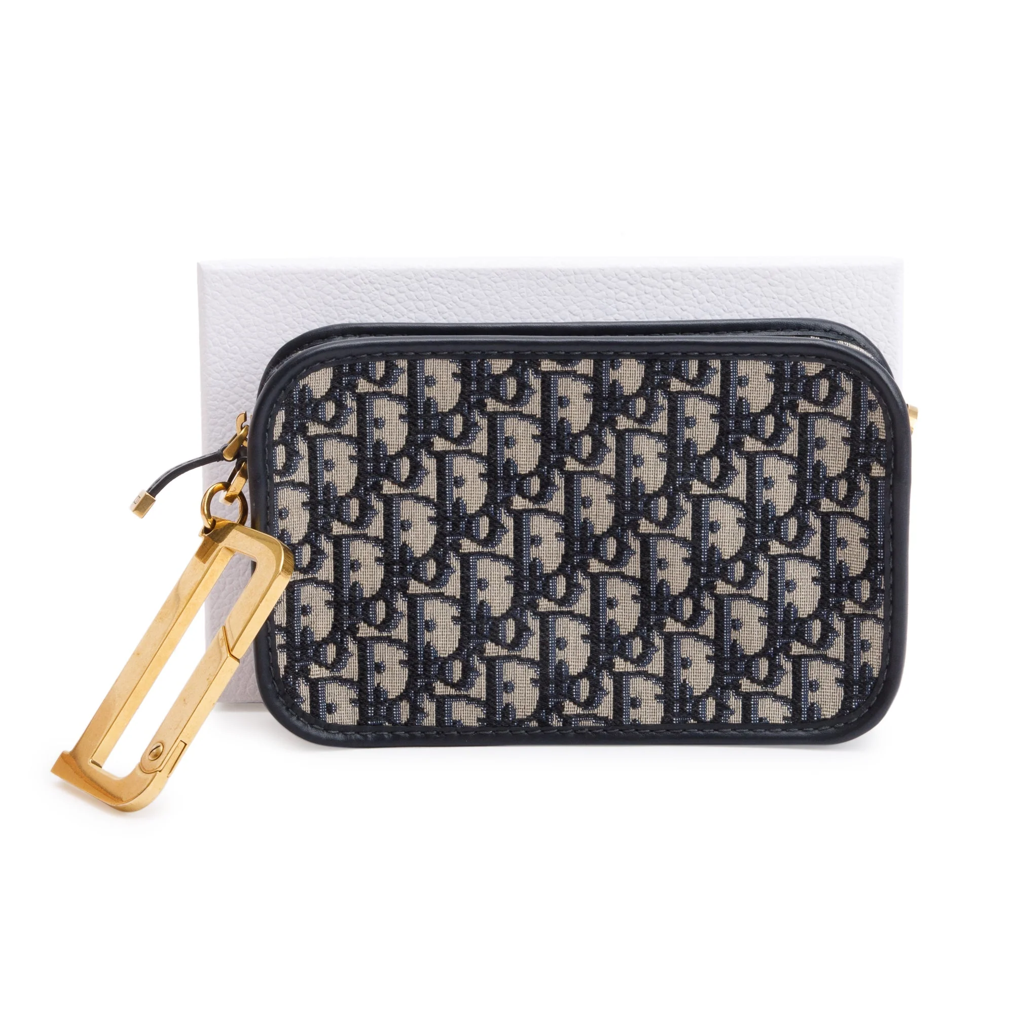 Christian Dior Navy Oblique Diorquake Clutch w/ Box & Authenticity Card - Image 2