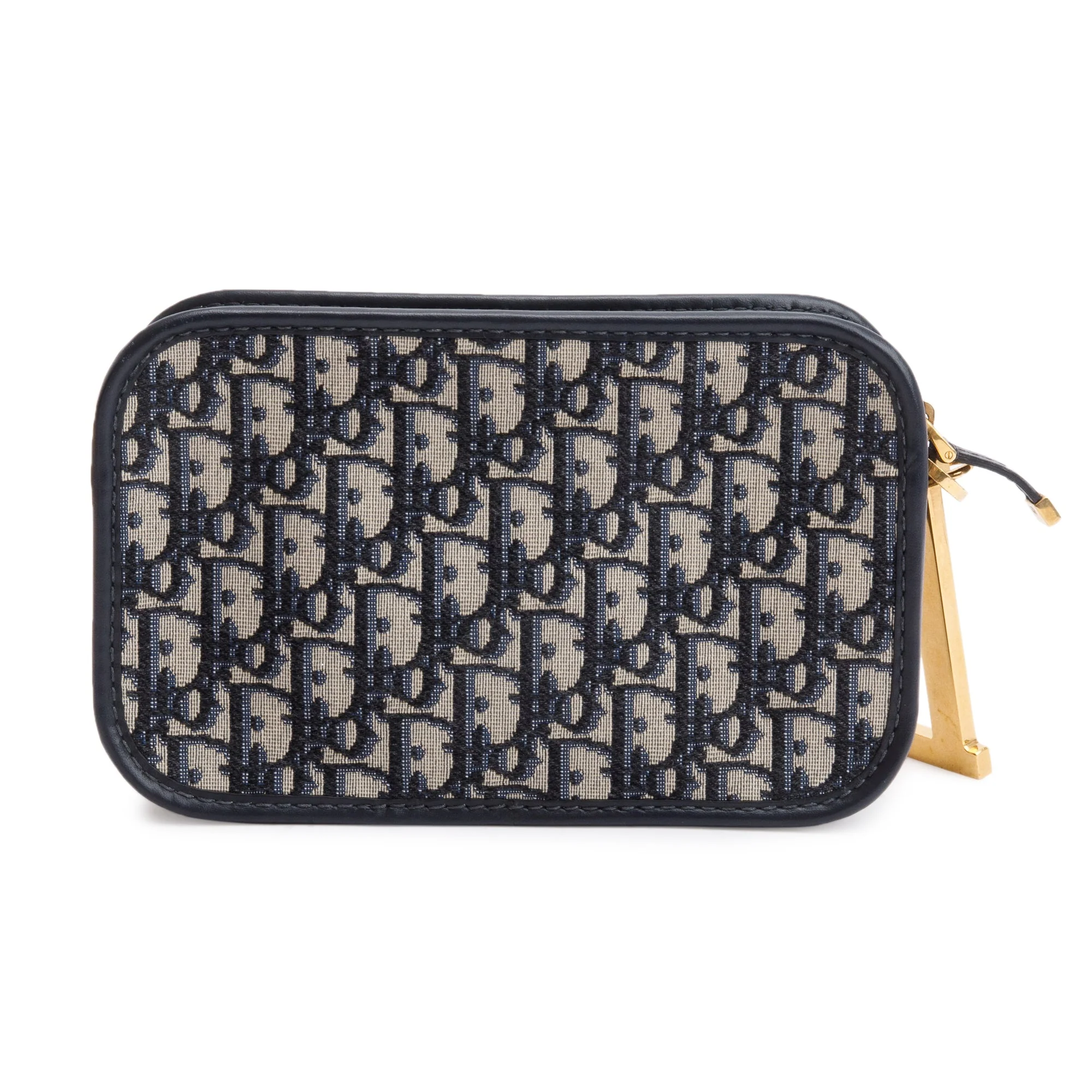 Christian Dior Navy Oblique Diorquake Clutch w/ Box & Authenticity Card - Image 4