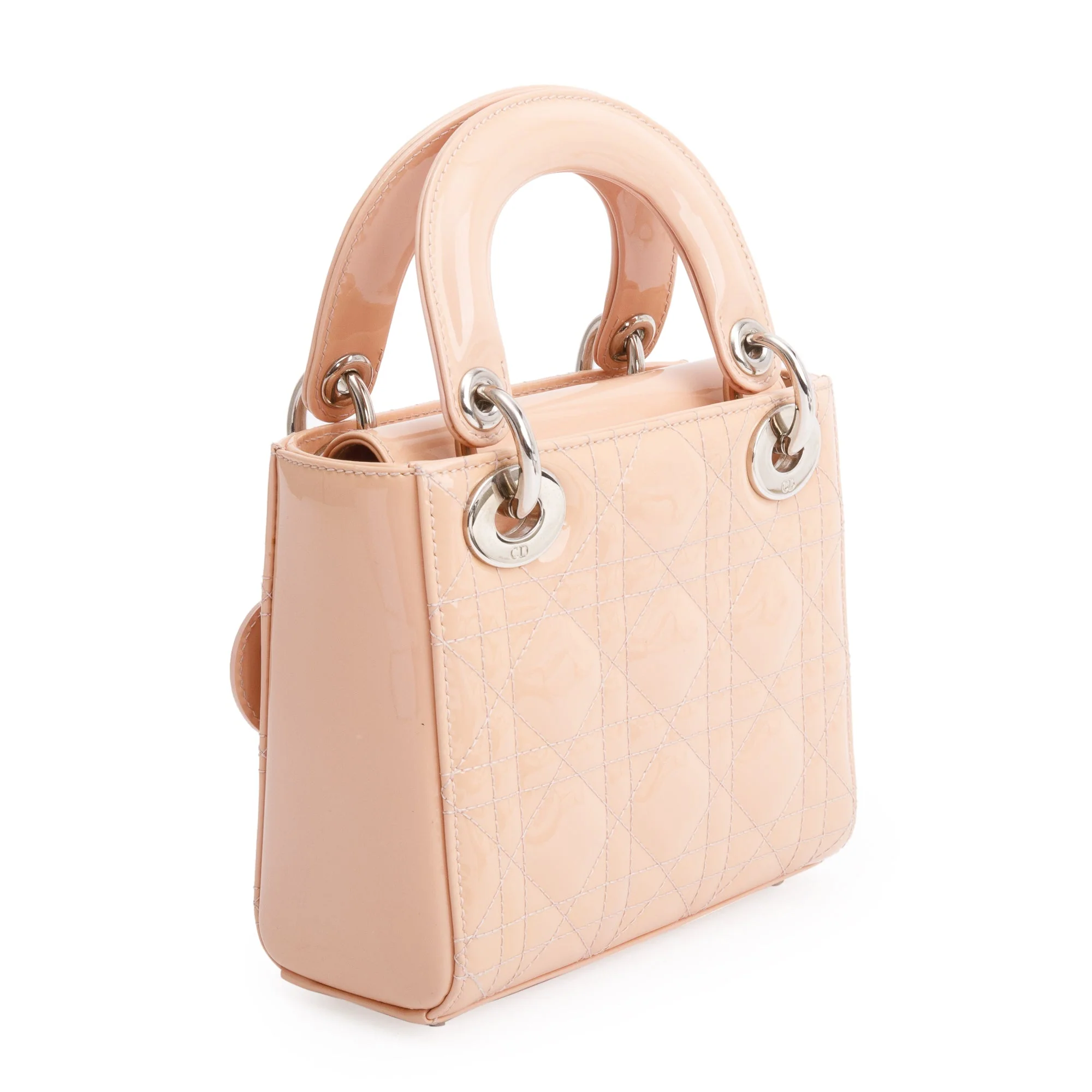 Christian Dior Neutral Cannage Patent Leather Mini Lady Dior Bag w/ Box - Image 6