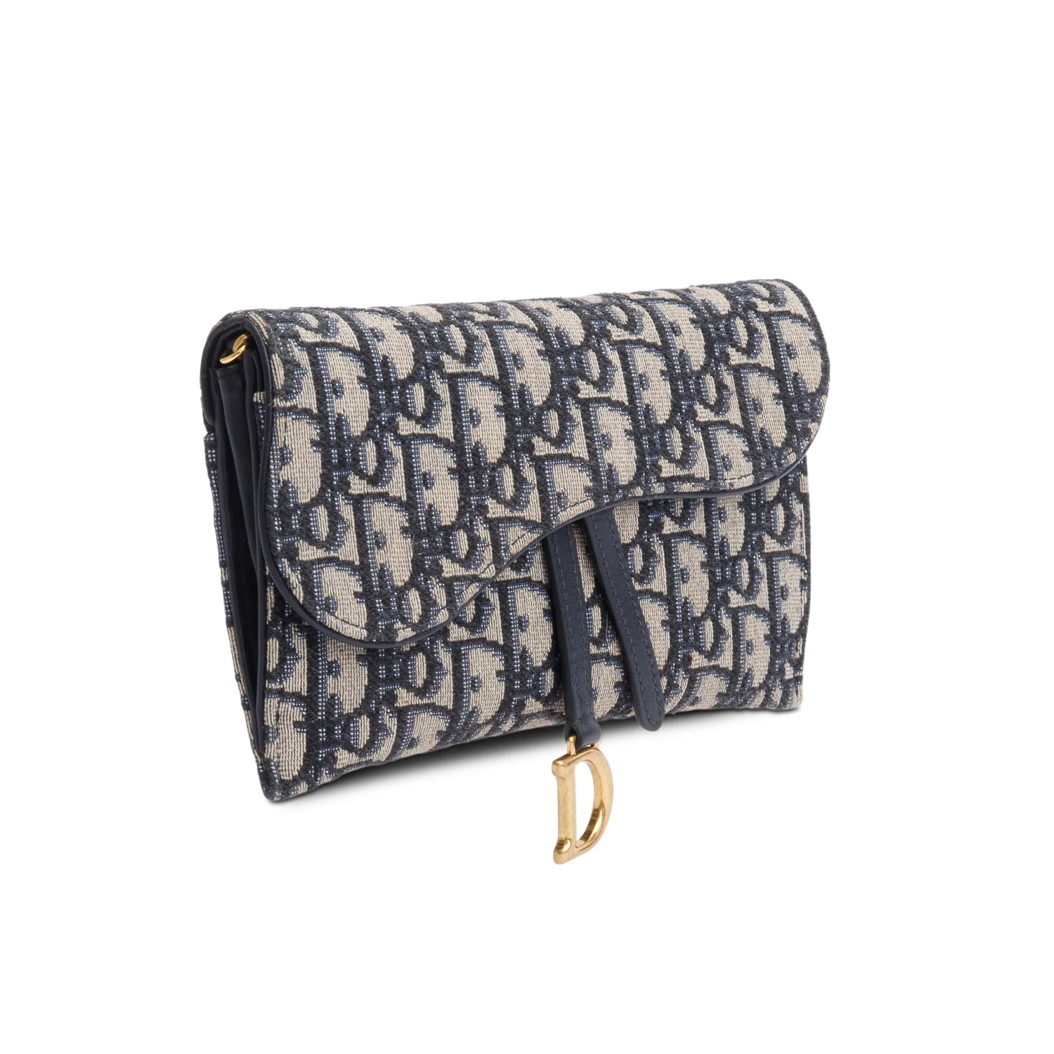 Christian Dior Oblique Jacquard Saddle Pouch with Chain w/ Box, Receipt, Strap & Pouch - Image 5