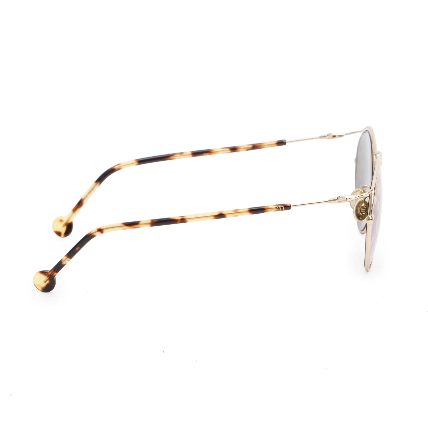 Christian Dior ORIGINS1 Gold Tone Marqueterie Print Sunglasses w/ Case - Image 3