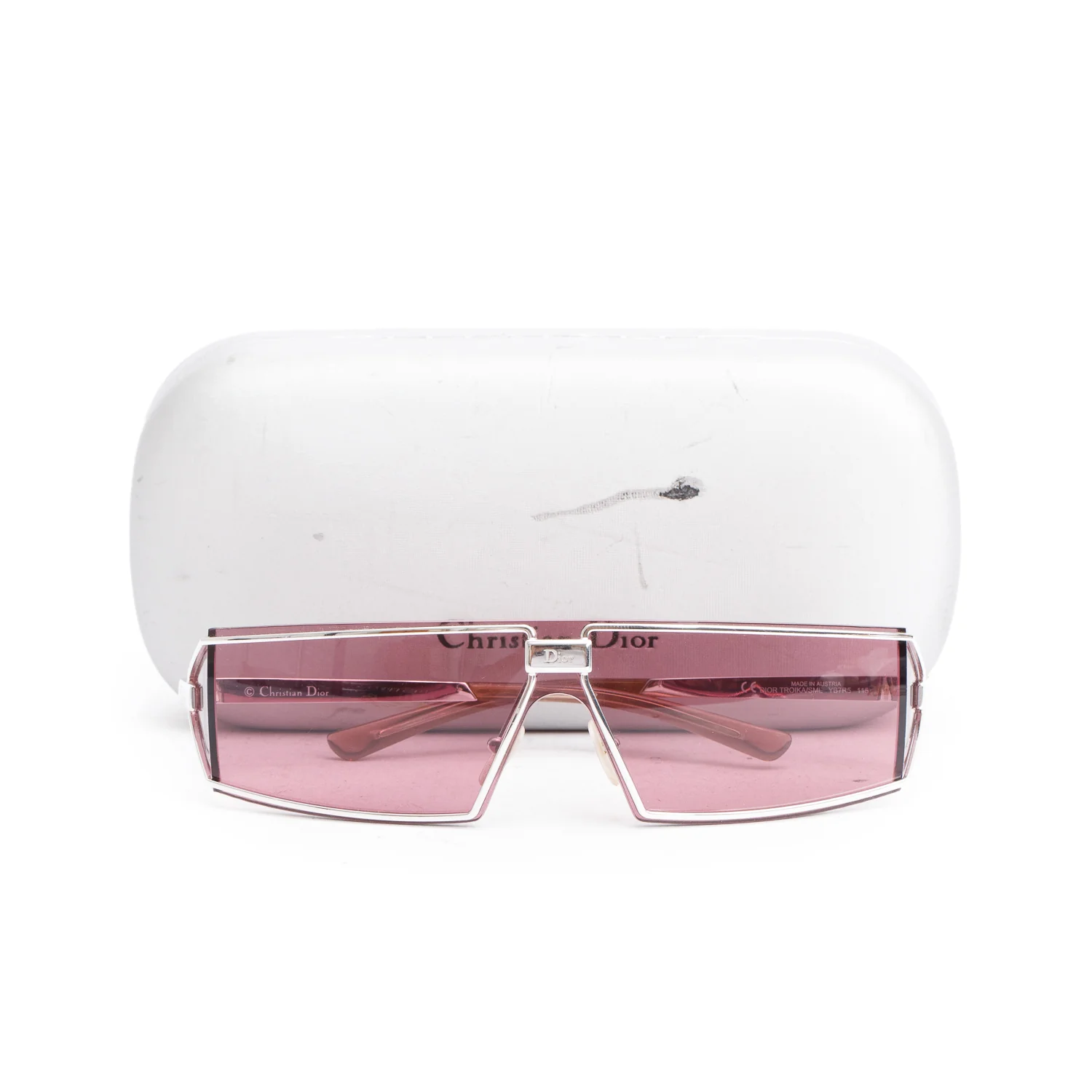 Christian Dior Pink Acetate Troika/SML Shield Sunglasses w/ Case - Image 2