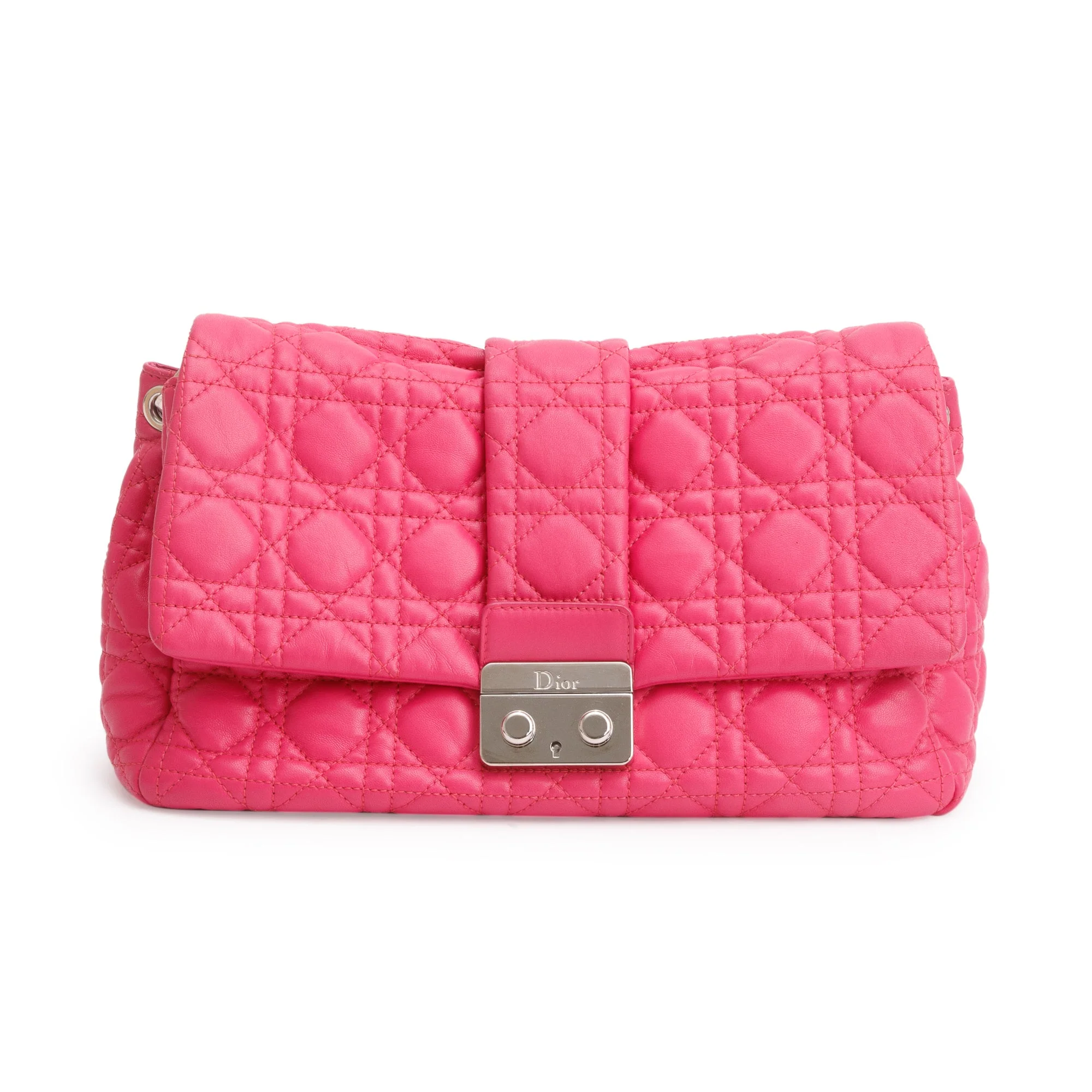 Christian Dior Pink Cannage Calfskin Leather New Lock Flap Bag w/ Authenticity Card & Receipt - Image 3