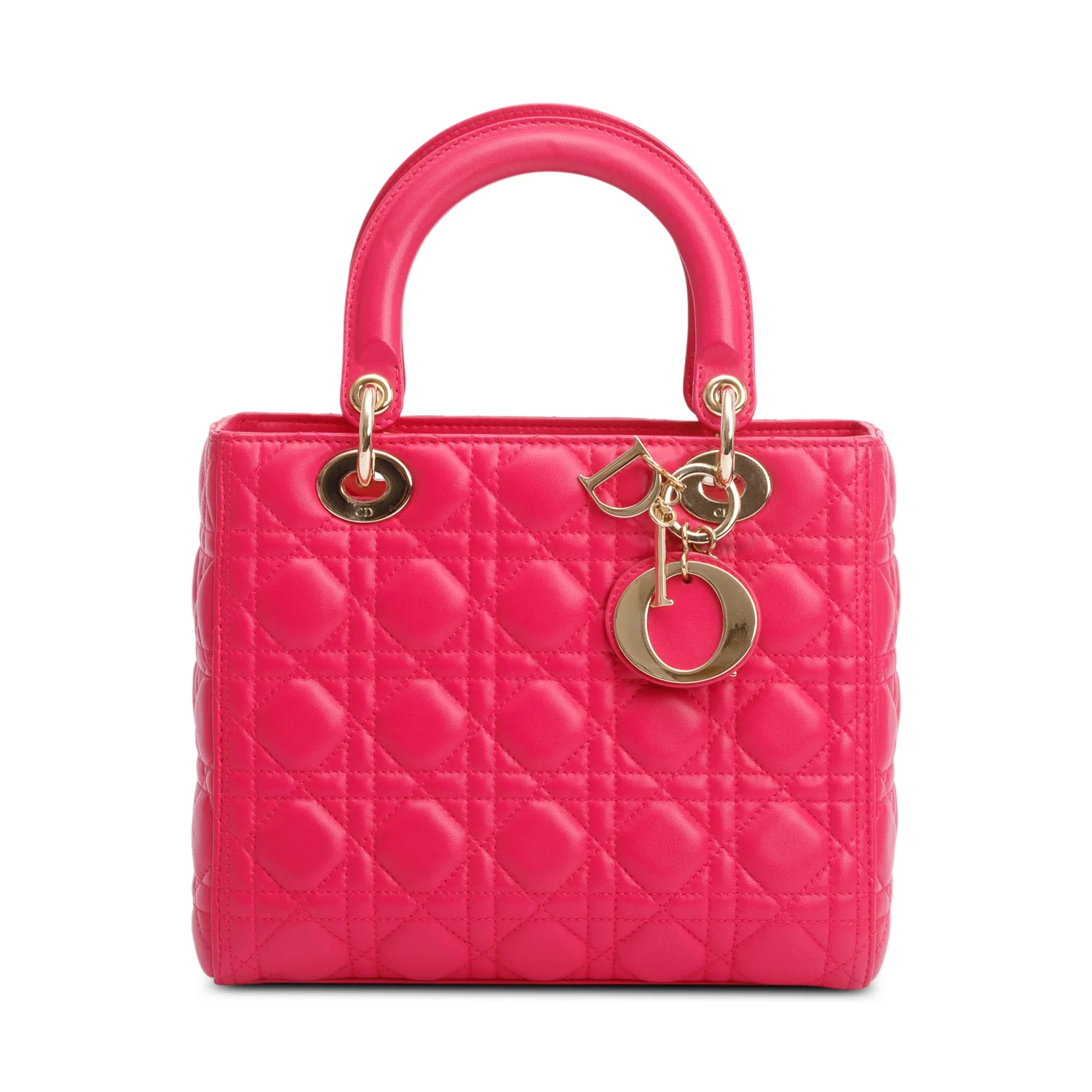 Christian Dior Pink Cannage Lambskin Leather Medium Lady Dior Bag w/ Strap - Image 2