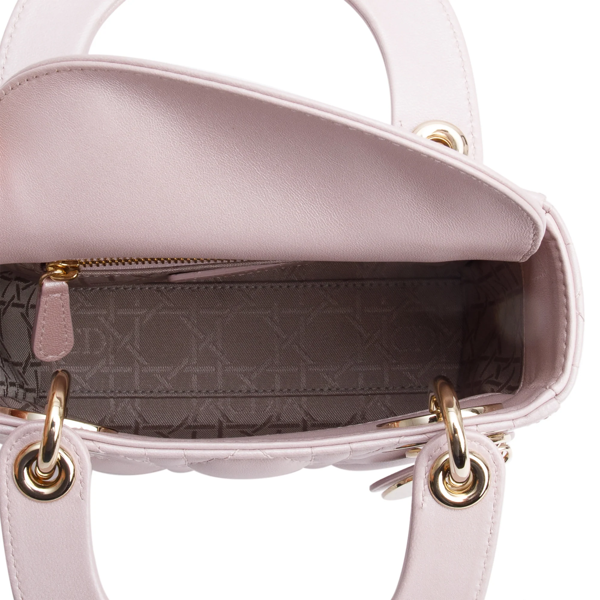 Christian Dior Pink Iridescent Cannage Leather Mini Lady Dior Bag w/ Strap - Image 8