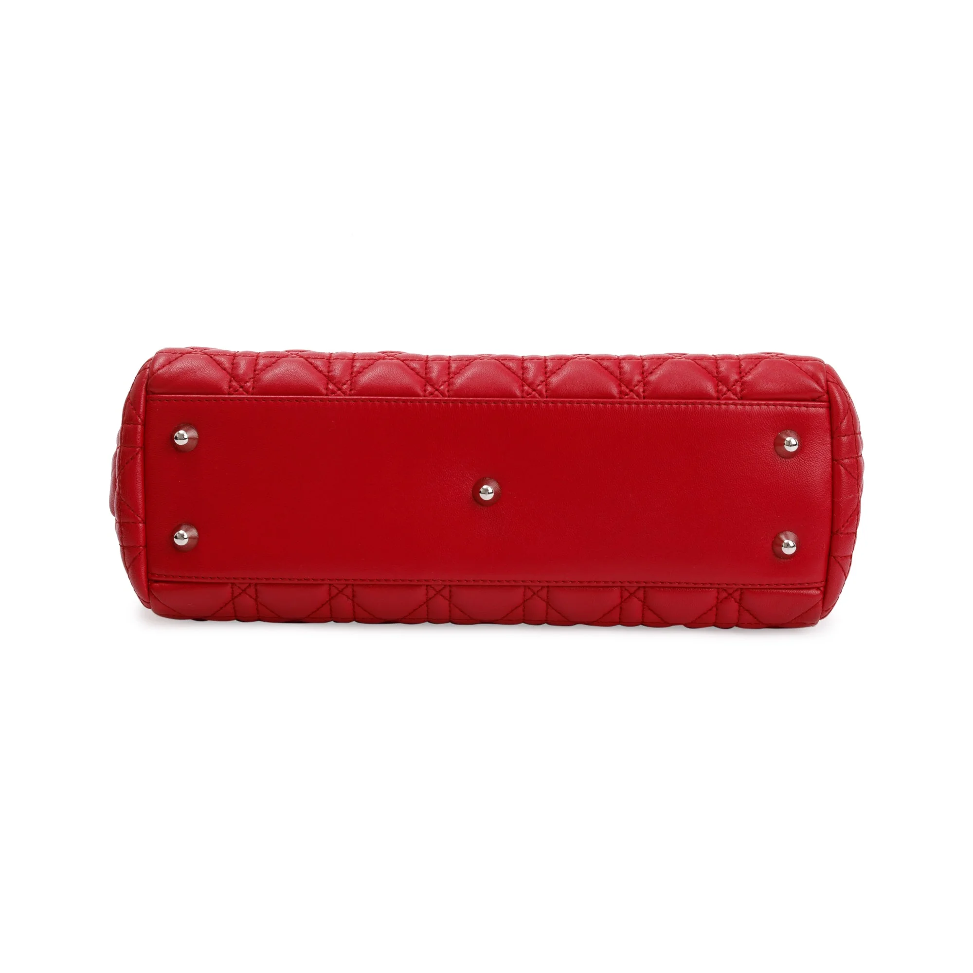 Christian Dior Red Cannage Calfskin Leather Medium Lady Dior Soft Shopping Tote - Image 5