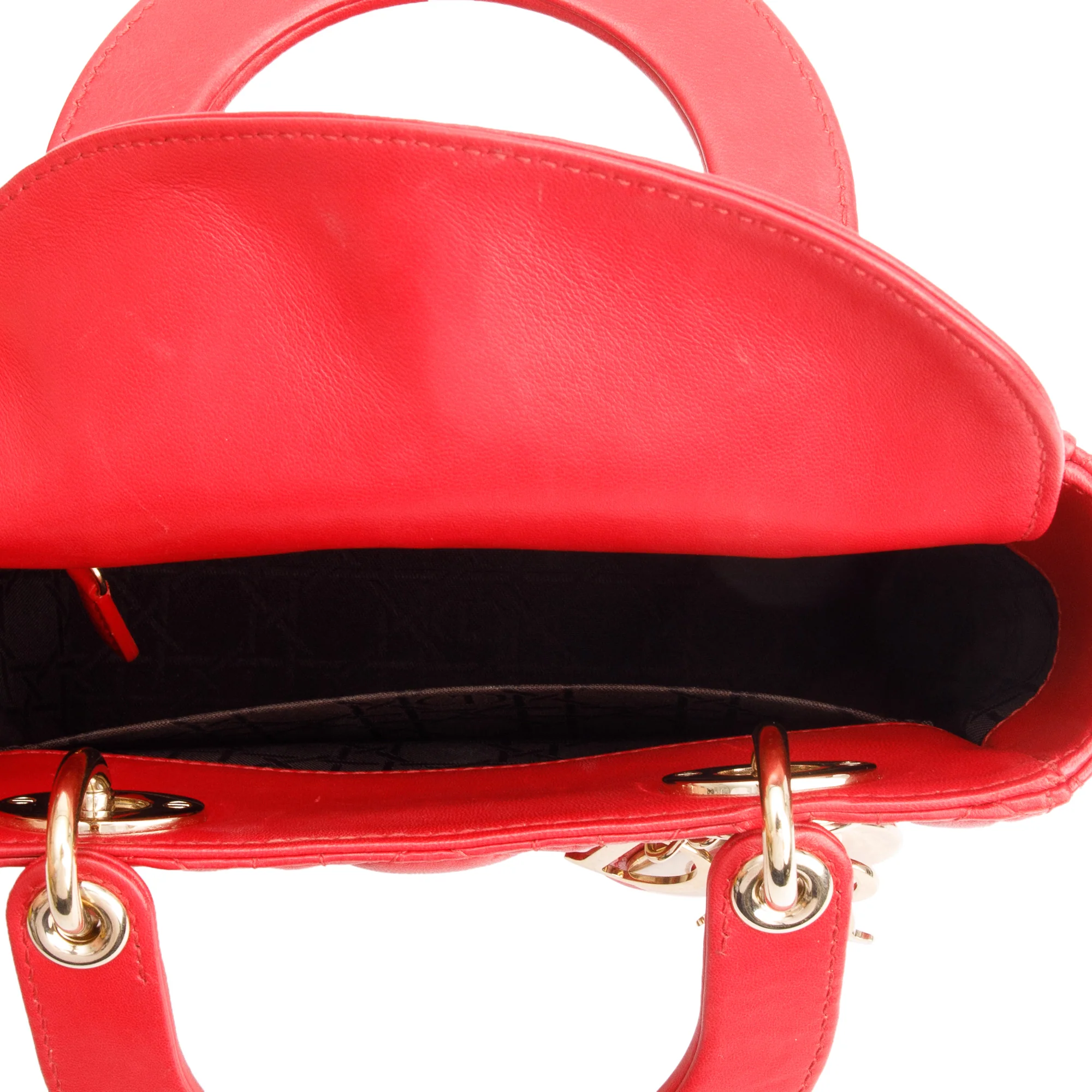 Christian Dior Red Cannage Lambskin Leather Small Lady Dior My AbCDior Bag w/ Strap & Box - Image 9