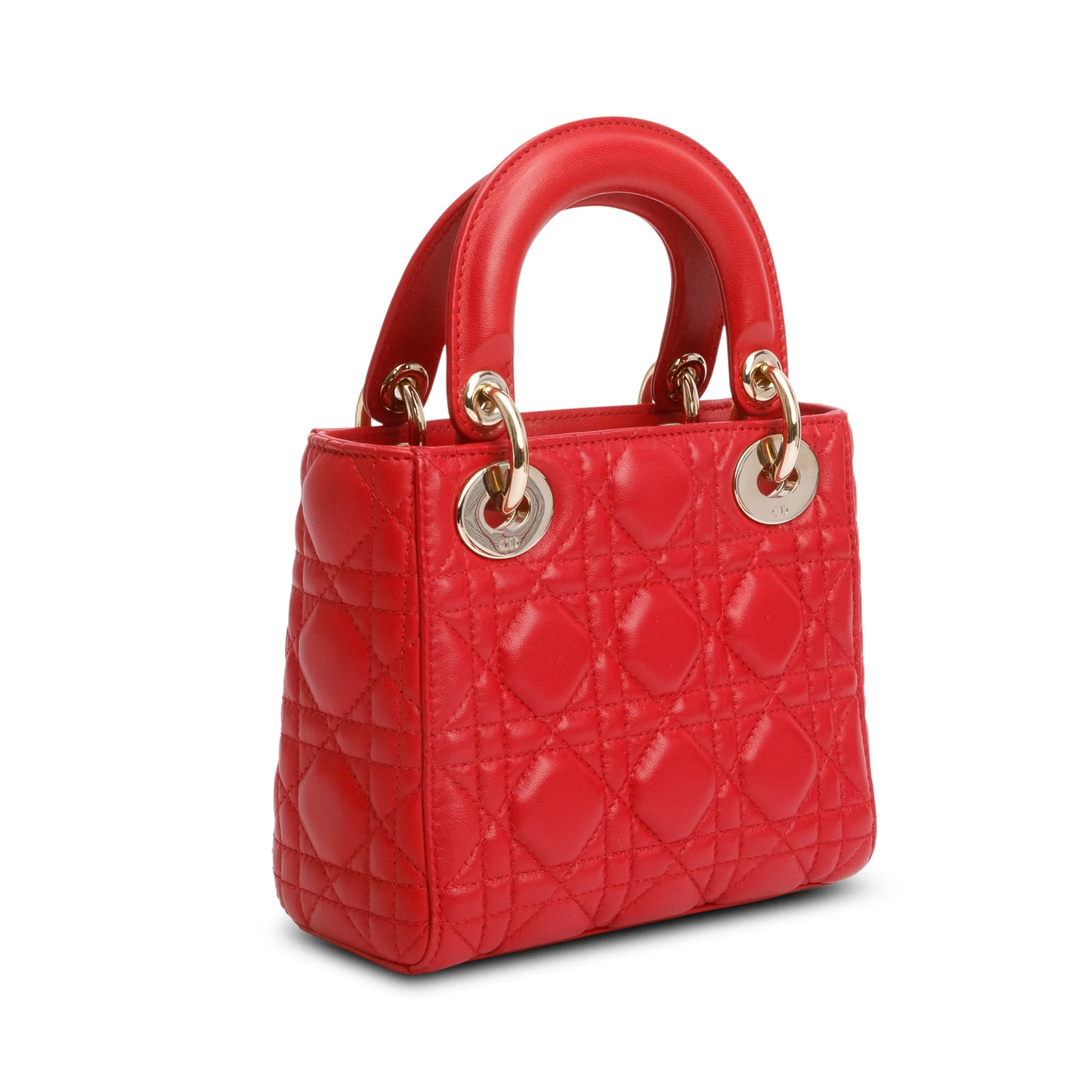 Christian Dior Red Cannage Leather Mini Lady Dior Bag w/ Strap - Image 6
