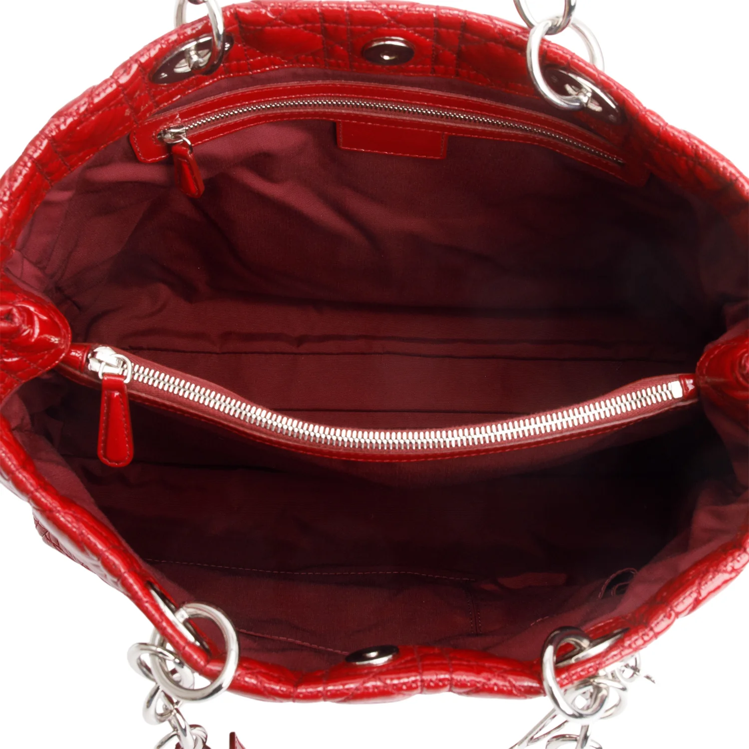 Christian Dior Red Patent Leather Cannage Soft Shopping Tote - Image 7