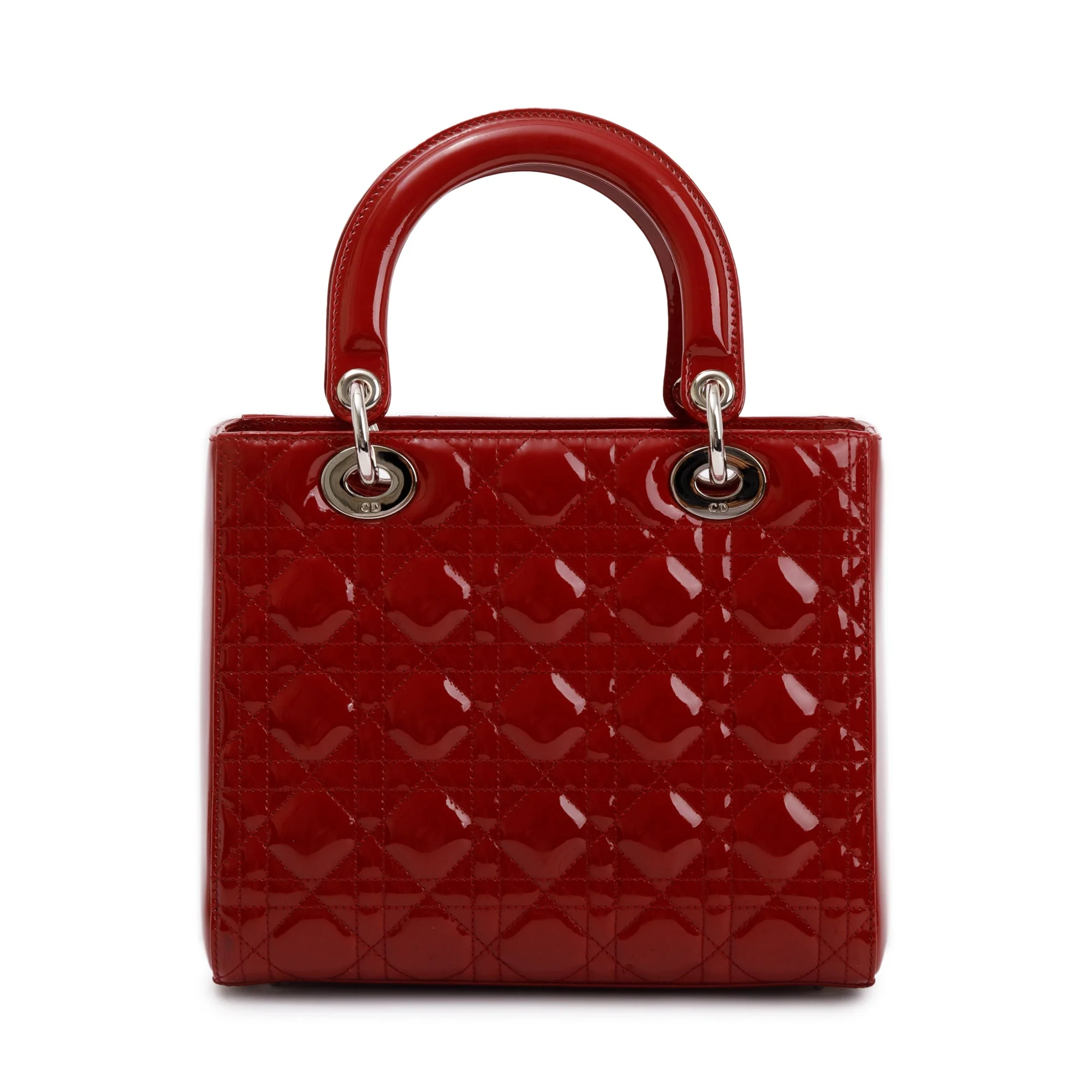 Christian Dior Red Patent Leather Medium Lady Dior Bag w/ Strap - Image 5
