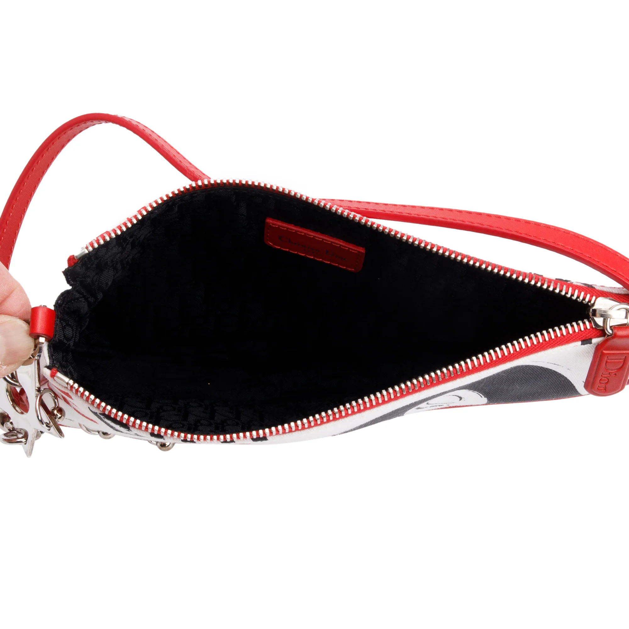 Christian Dior Red/White Printed Canvas Hardcore Mini Saddle Bag - Image 5