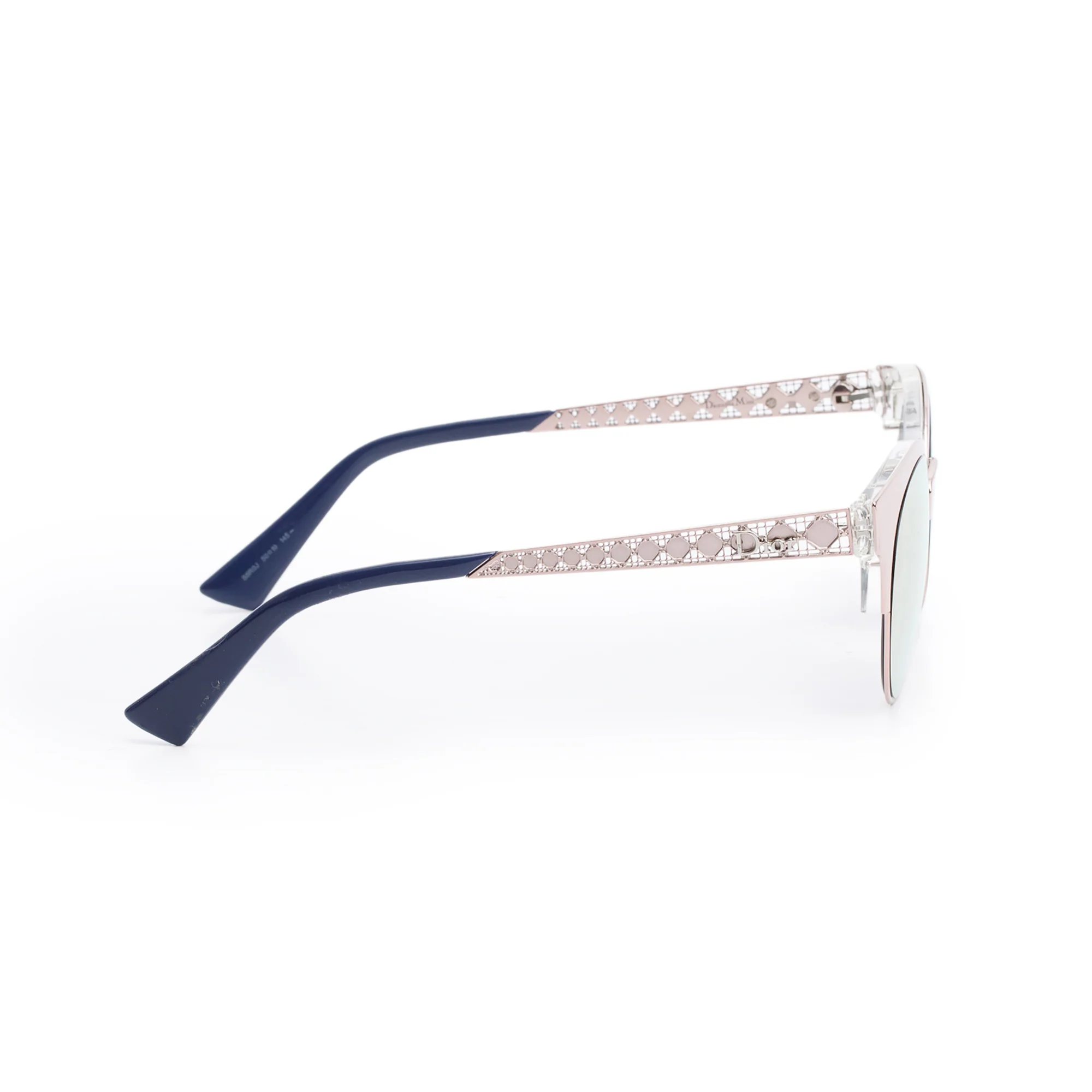 Christian Dior Rose Gold Metal Frame Diorama Mini Round Cat-Eye Sunglasses w/ Case & Card - Image 3