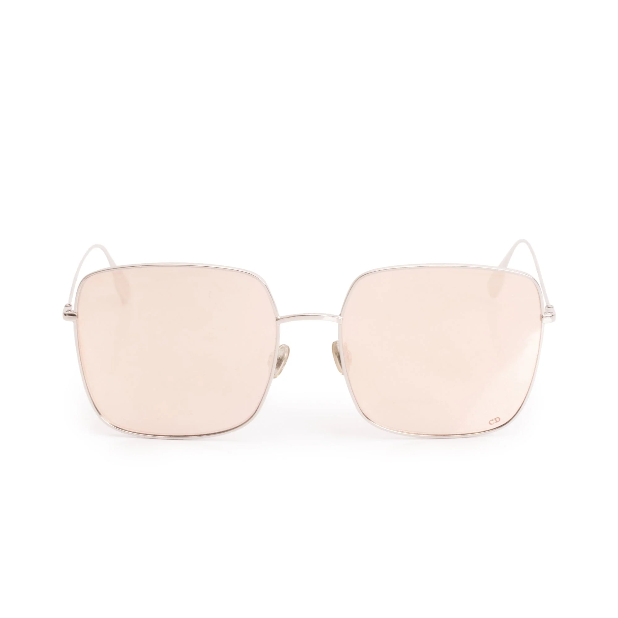 Christian Dior Silver Metal Stellaire 1 Square Sunglasses w/ Case