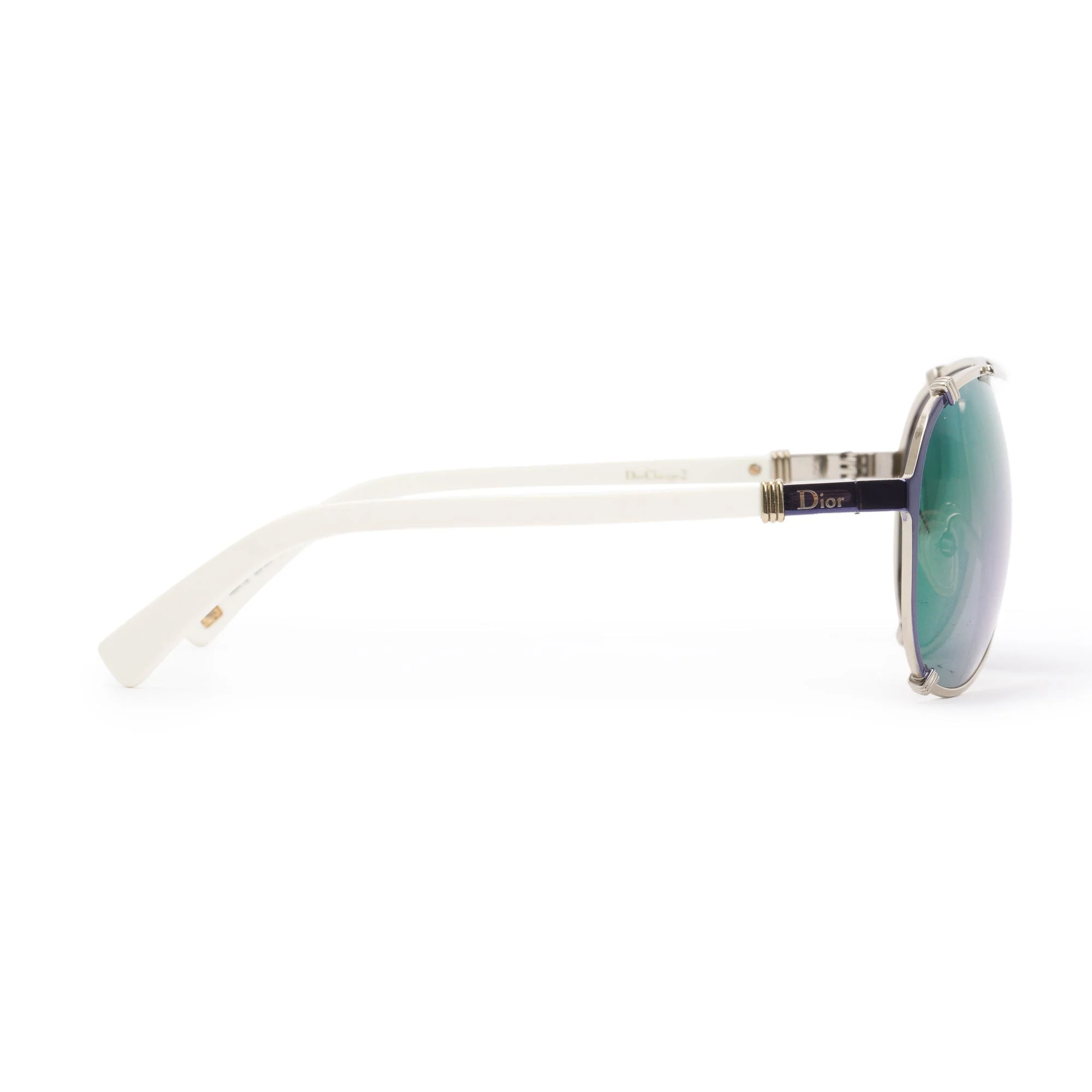 Christian Dior White Acetate DiorChicago2 Aviator Sunglasses w/ Case - Image 2