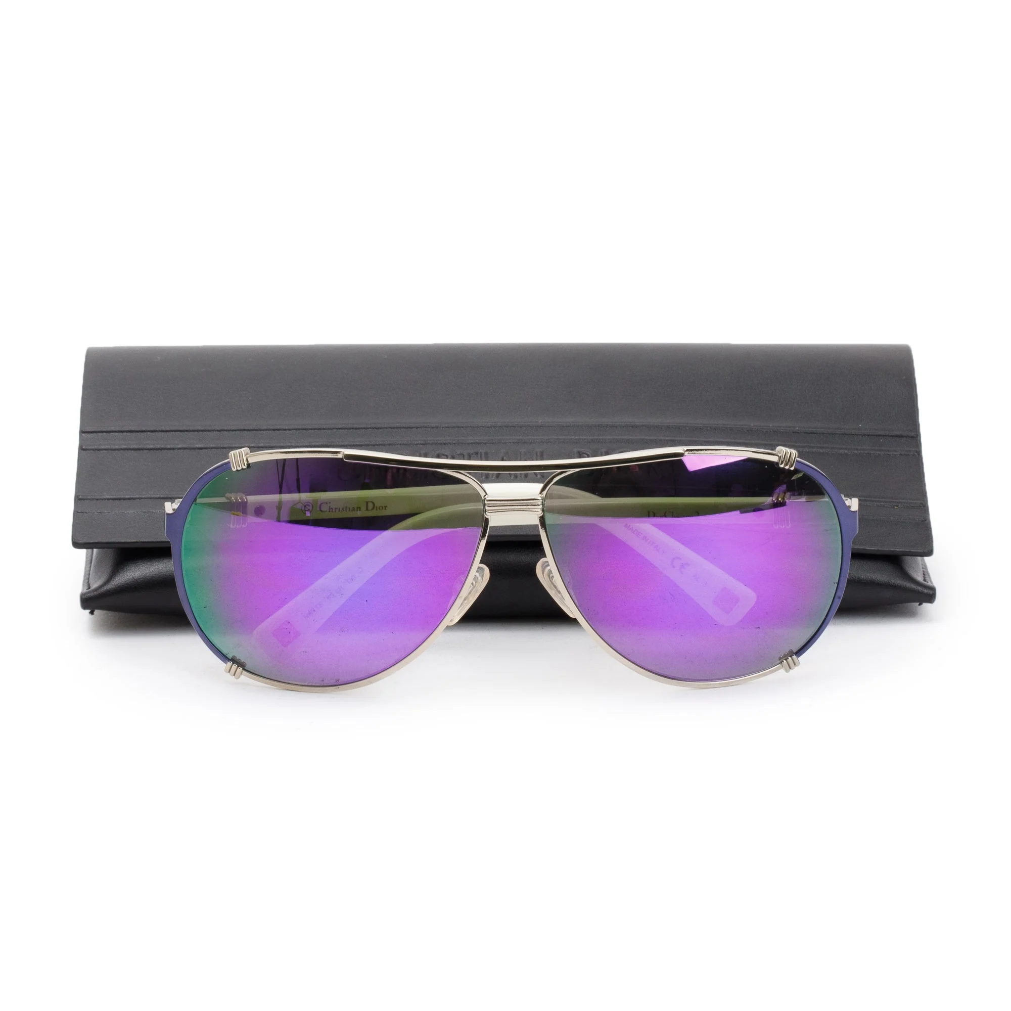 Christian Dior White Acetate DiorChicago2 Aviator Sunglasses w/ Case - Image 6