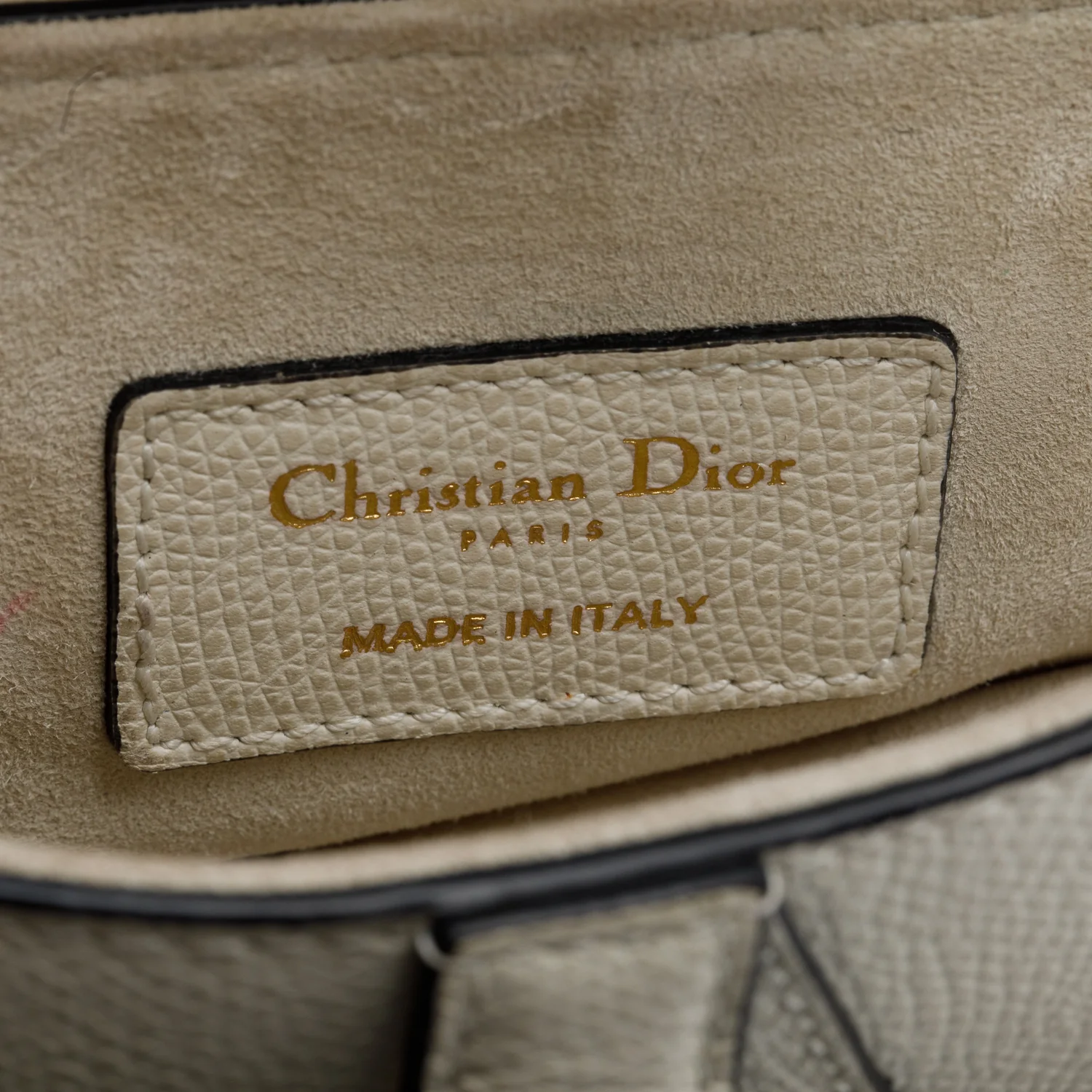 Christian Dior White Grained Calfskin Leather Mini Saddle Bag w/ Strap - Image 9