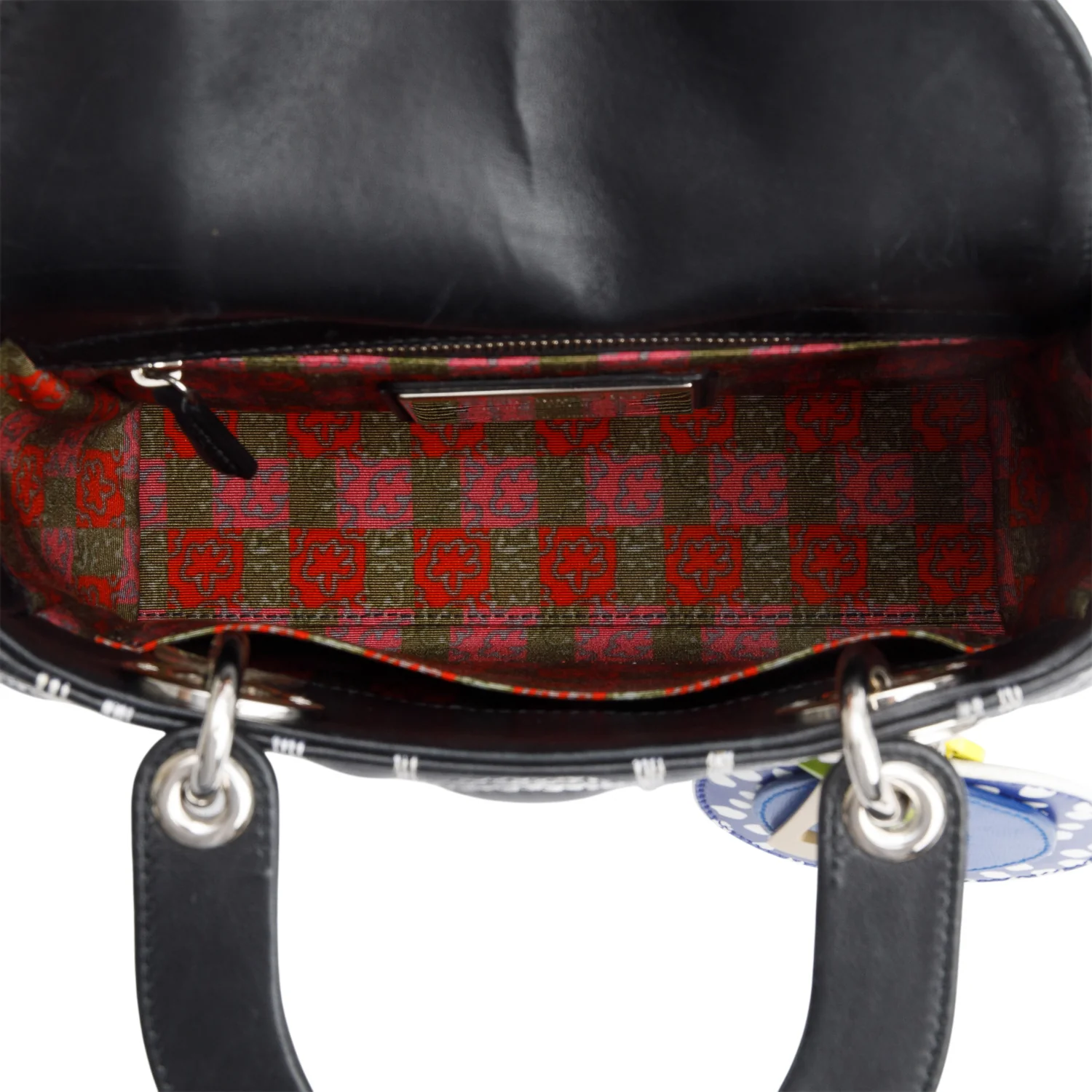 Christian Dior X Daniel Gordon Black Cannage Lambskin Leather Small Lady Dior Art Bag w/ Strap - Image 8