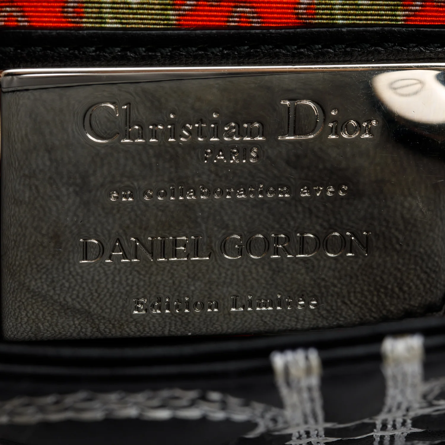 Christian Dior X Daniel Gordon Black Cannage Lambskin Leather Small Lady Dior Art Bag w/ Strap - Image 9