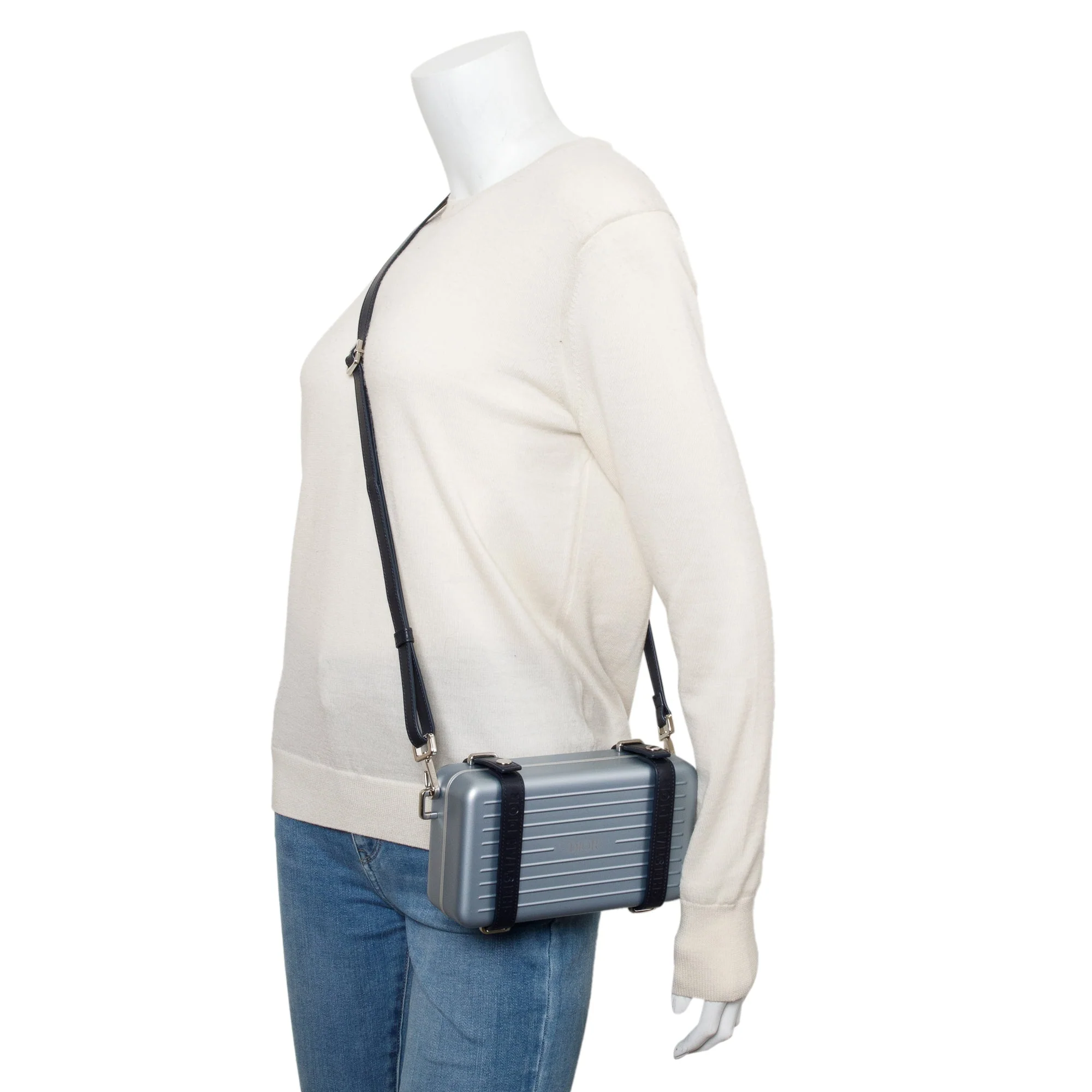 Christian Dior x Rimowa Silver Aluminum Personal Utility Case w/ Strap & Box - Image 3