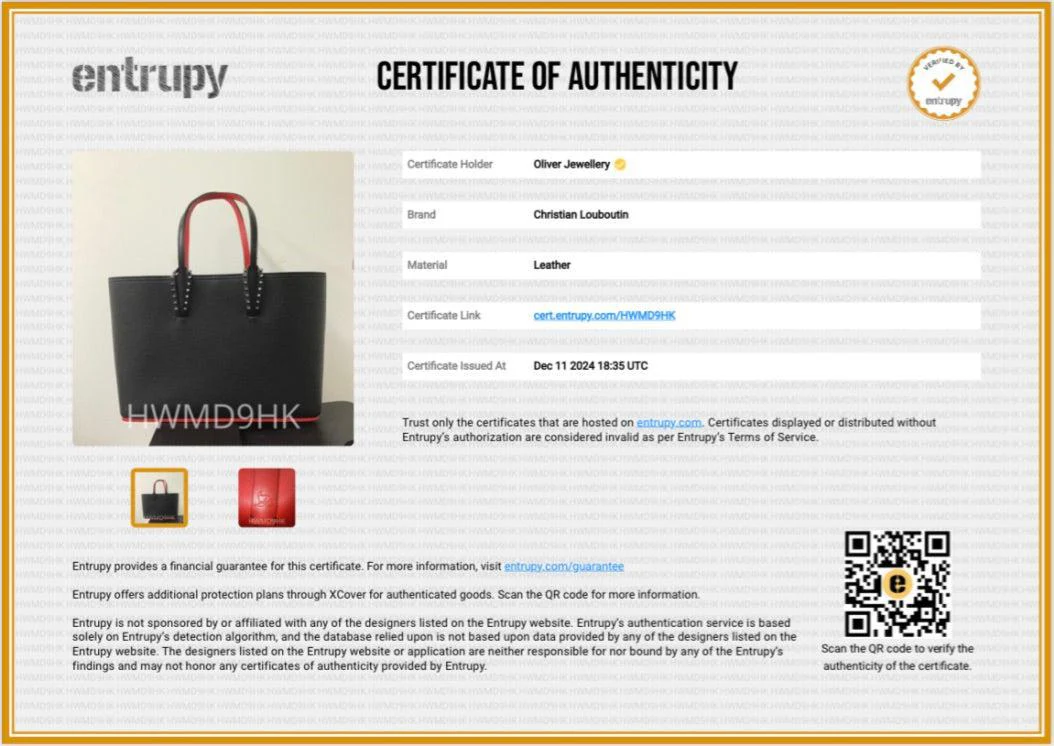 Christian Louboutin 2021 Small Black Calfskin Leather Spike Cabata Tote Bag w/ Pouch, Box & Receipt - Image 11