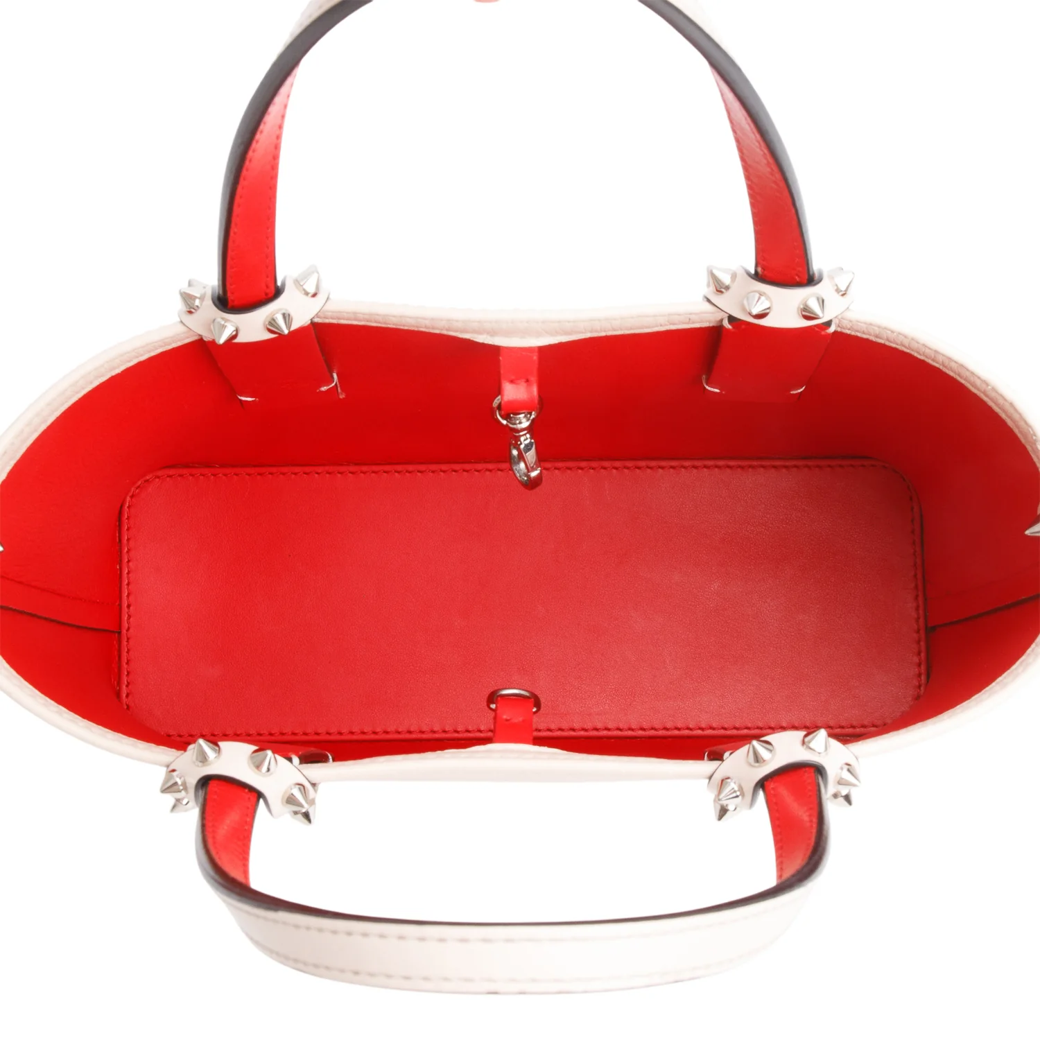 Christian Louboutin 2025 Beige Calfskin Leather Spike Mini Cabata Tote Bag w/ Strap & Receipt - Image 8