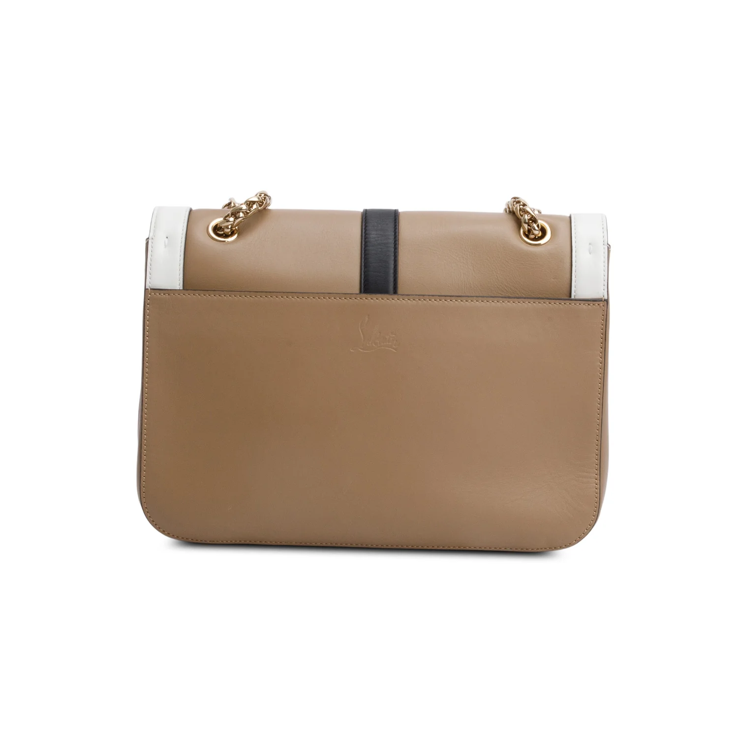 Christian Louboutin Beige/White Leather Trim Small Sweet Charity Flap Bag - Image 5