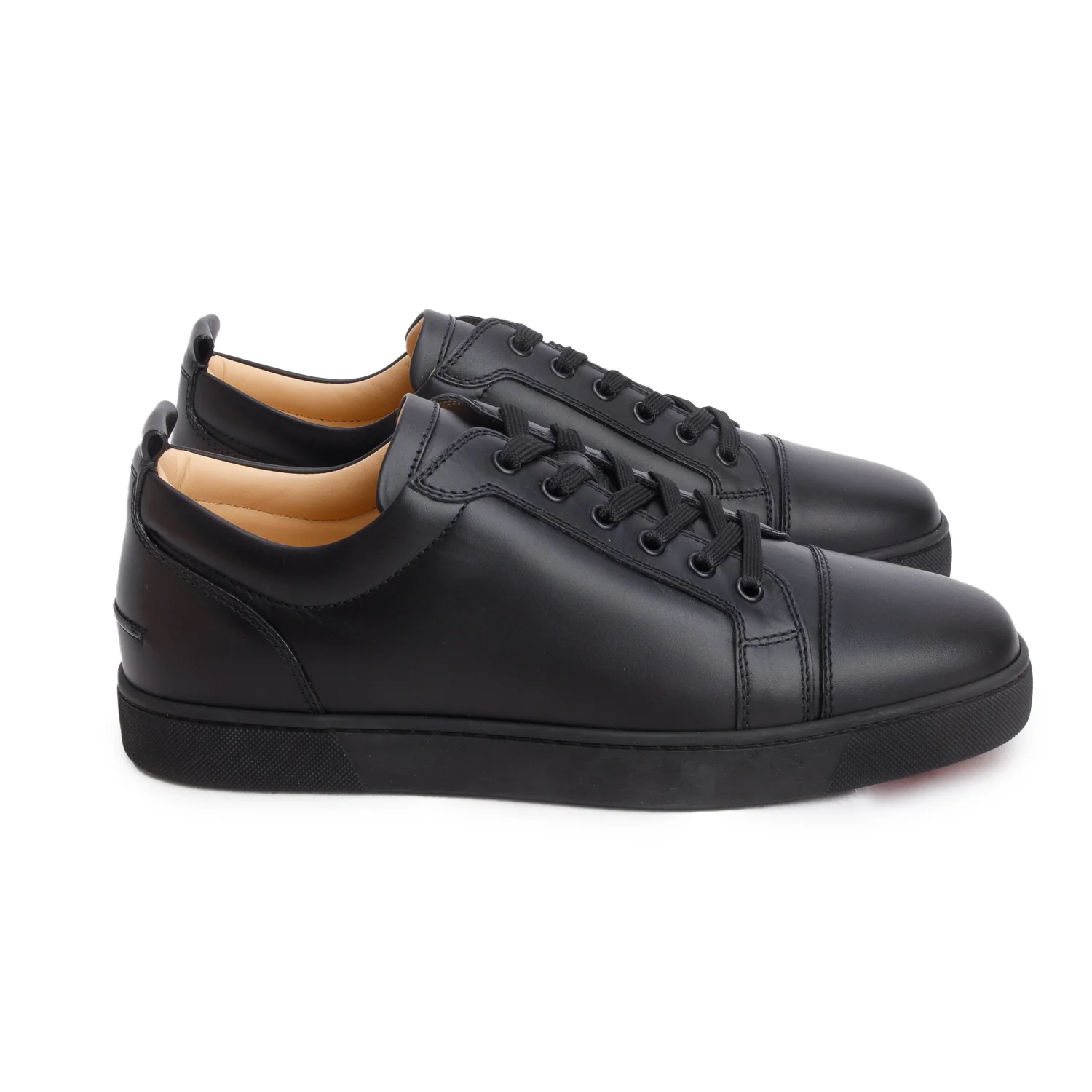Christian Louboutin Black Calf Leather Louis Junior Plat Sneakers, Men's Size 44 - Image 3