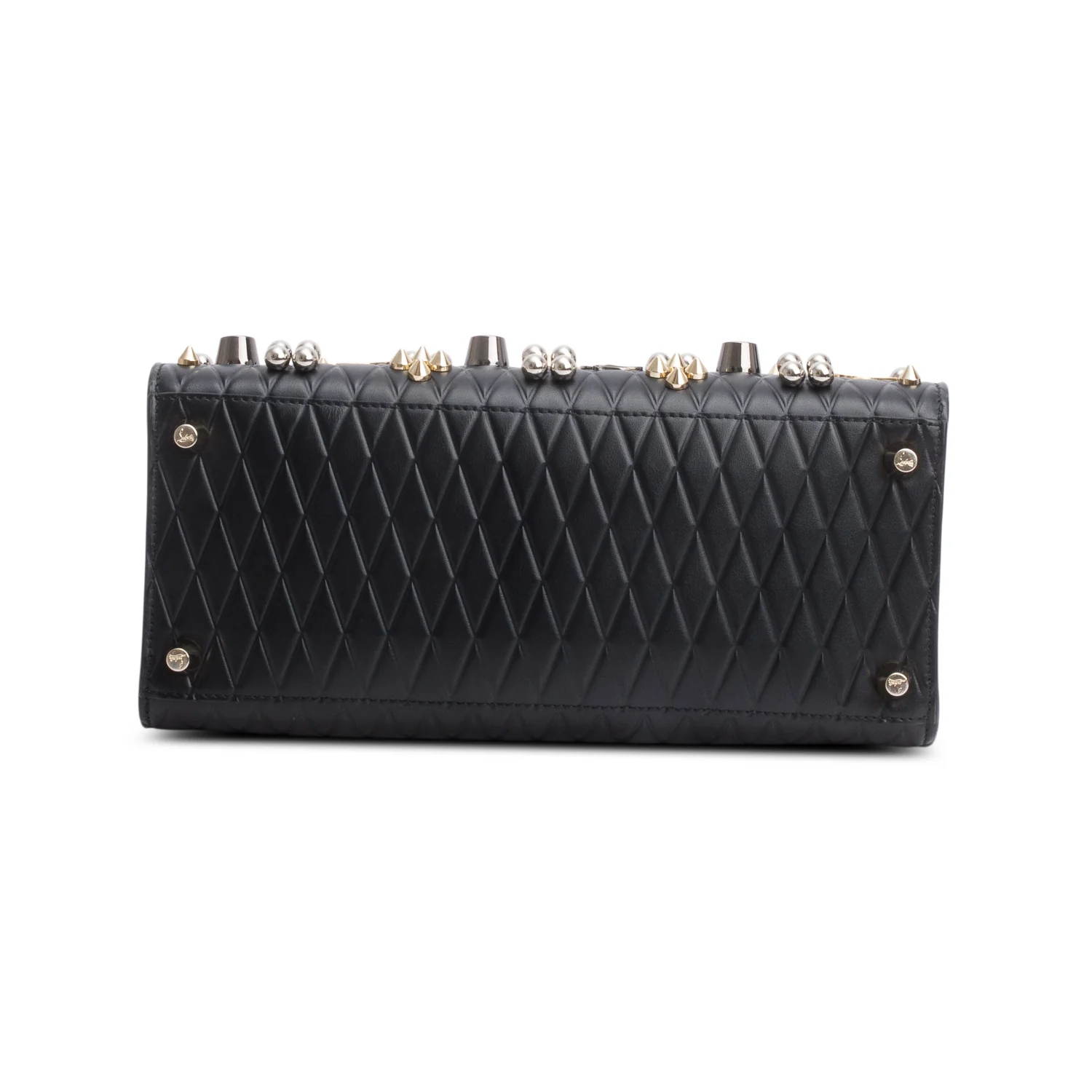 Christian Louboutin Black Grained Calfskin Spikes Loubinthesky Medium Paloma w/ Strap - Image 7