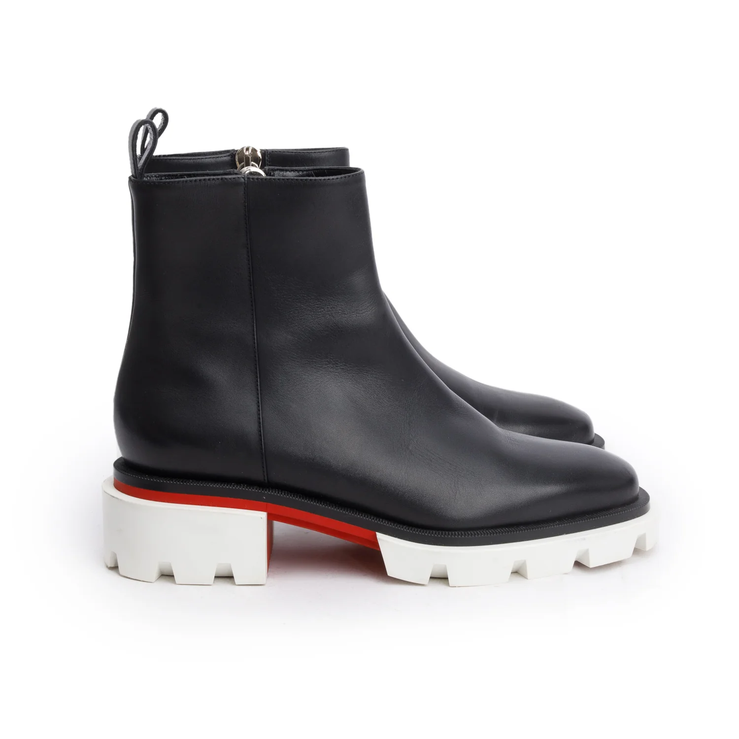 Christian Louboutin Black Leather White Rubber Maxi Ankle Boots, Size 38 - Image 2