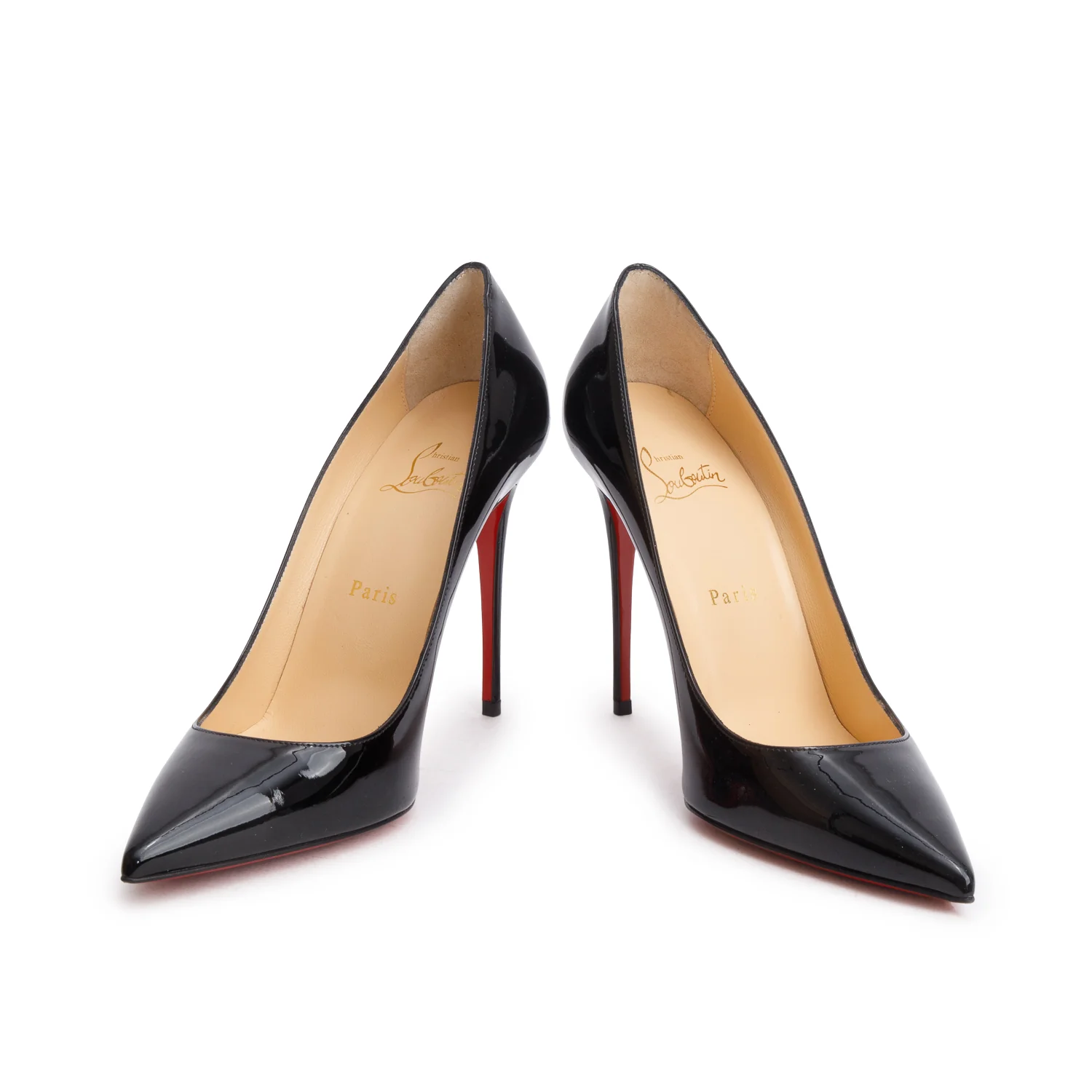 Christian Louboutin Black Patent Leather Kate 100 Pumps, Women's Size 38.5 w/ Box - Image 4