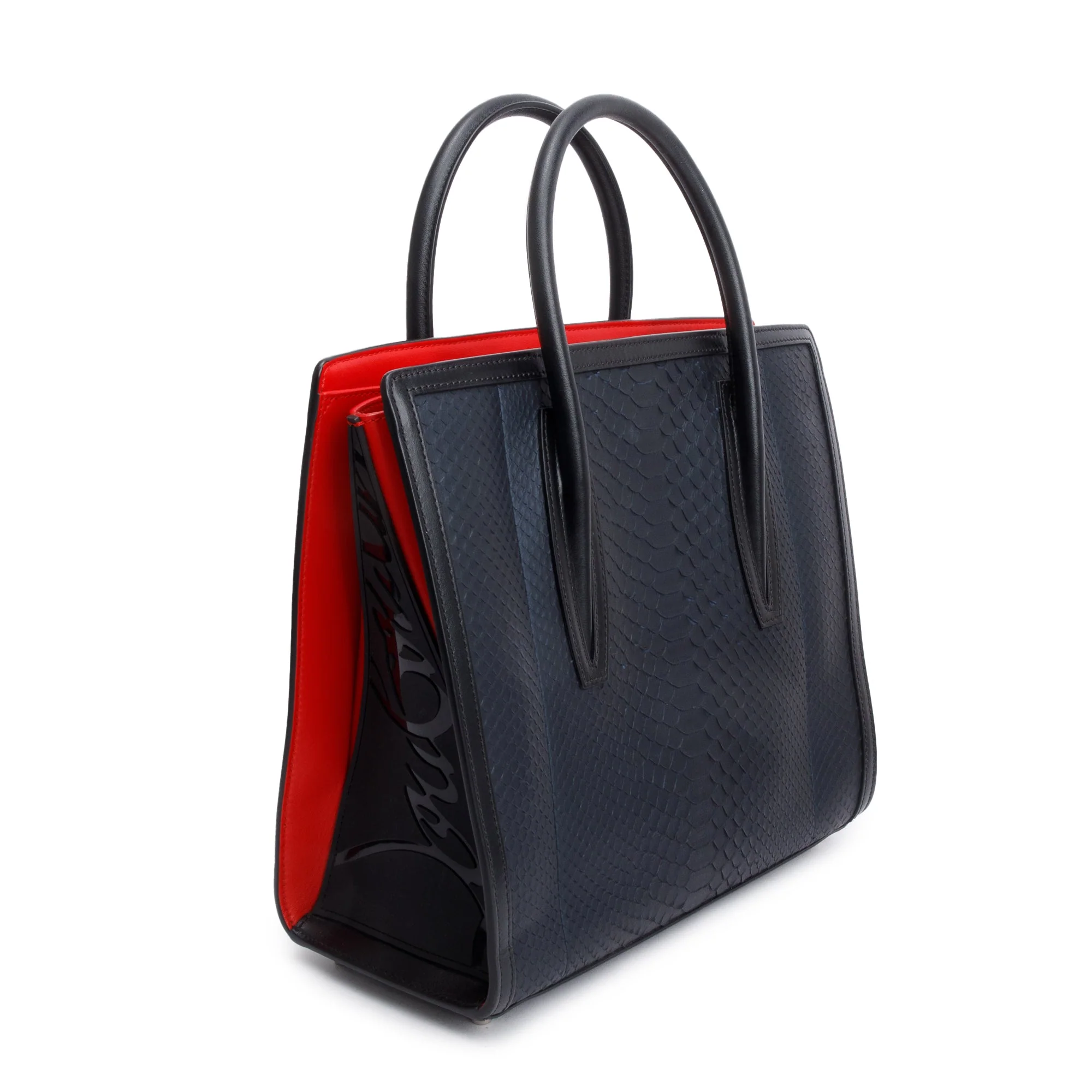 Christian Louboutin Black Python Medium Paloma Tote Bag w/ Strap - Image 6